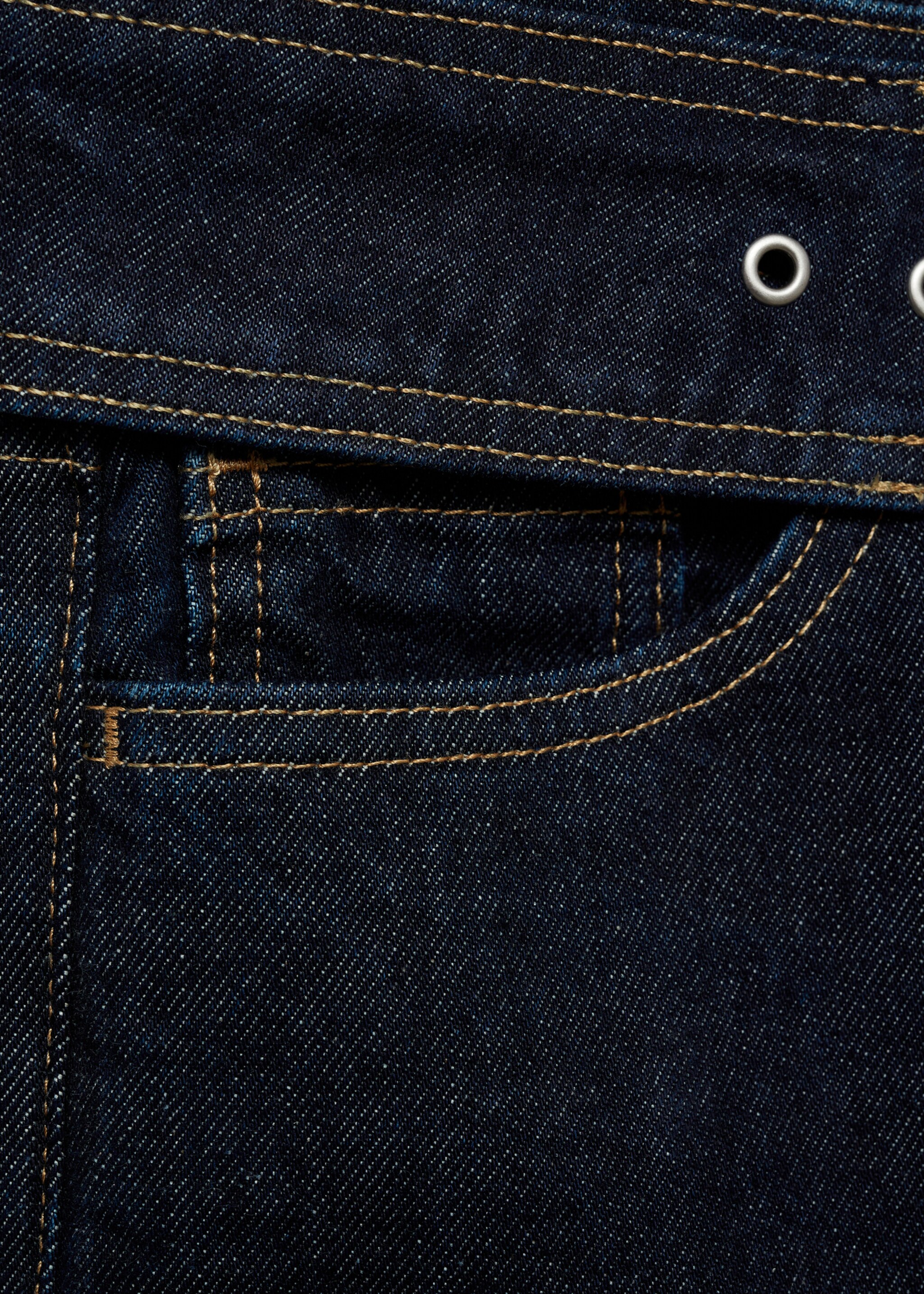 Low-rise straight jeans with belt - Details of the article 8, Open Blue. Ref: 87030427-00.