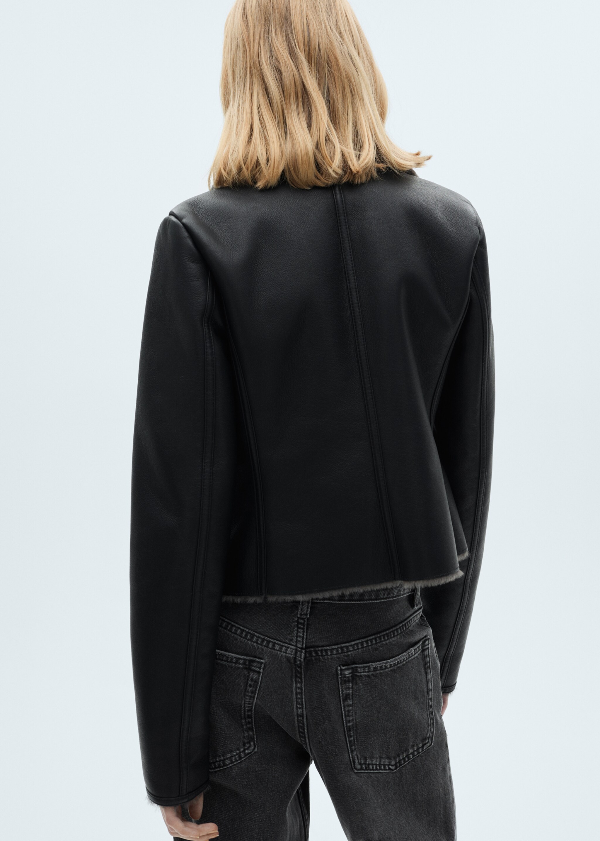 Veste double face simili-cuir - Verso de l’article, Noir. Ref: 87030431-00.