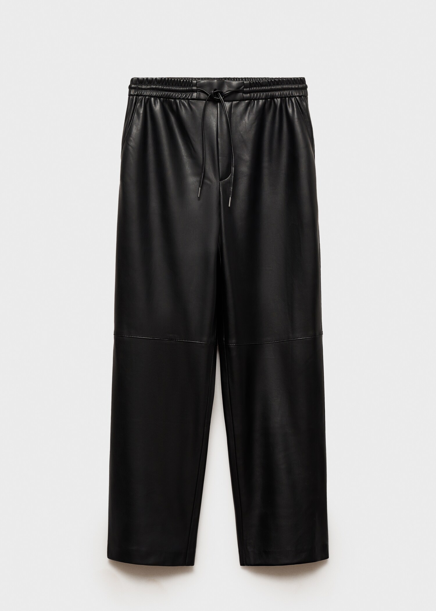 Faux-leather trousers with elastic waist - Article without model