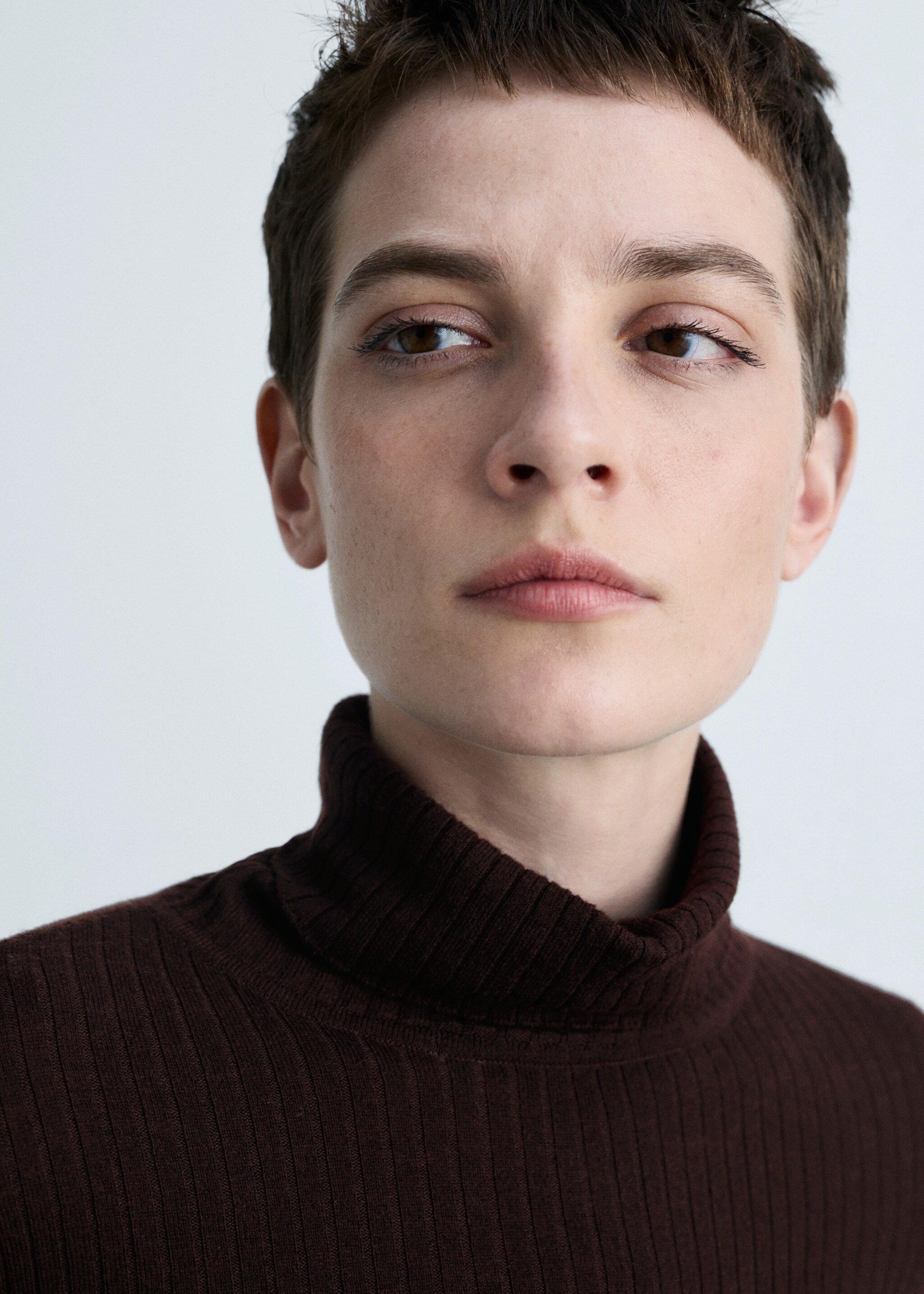 Wool blend turtleneck sweater - Details of the article 1, Chocolate. Ref: 87030441-00.