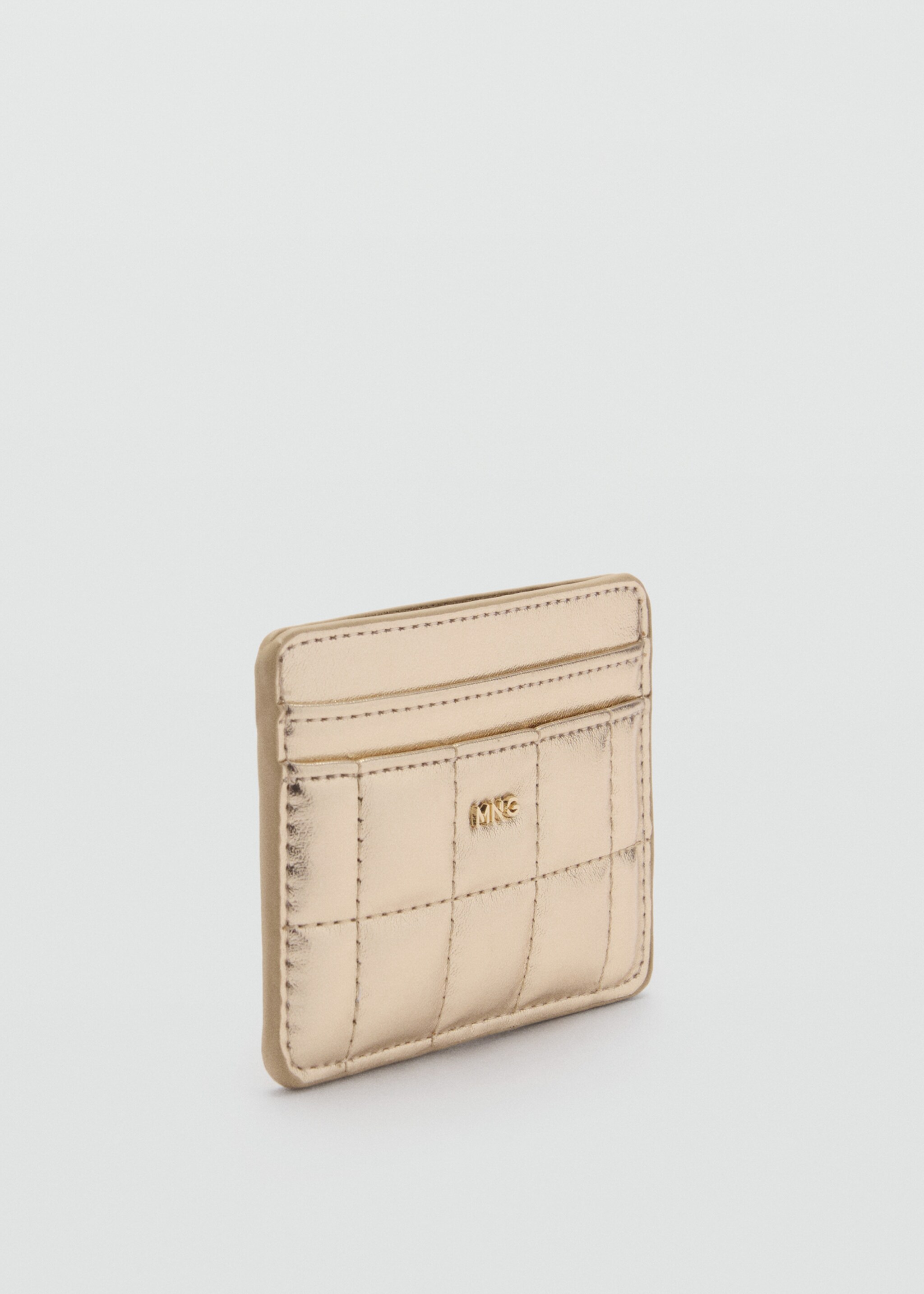 Prošívané pouzdro na karty s logem - Náhled ve středové rovině, Zlatá. Ref: 87030442-00.