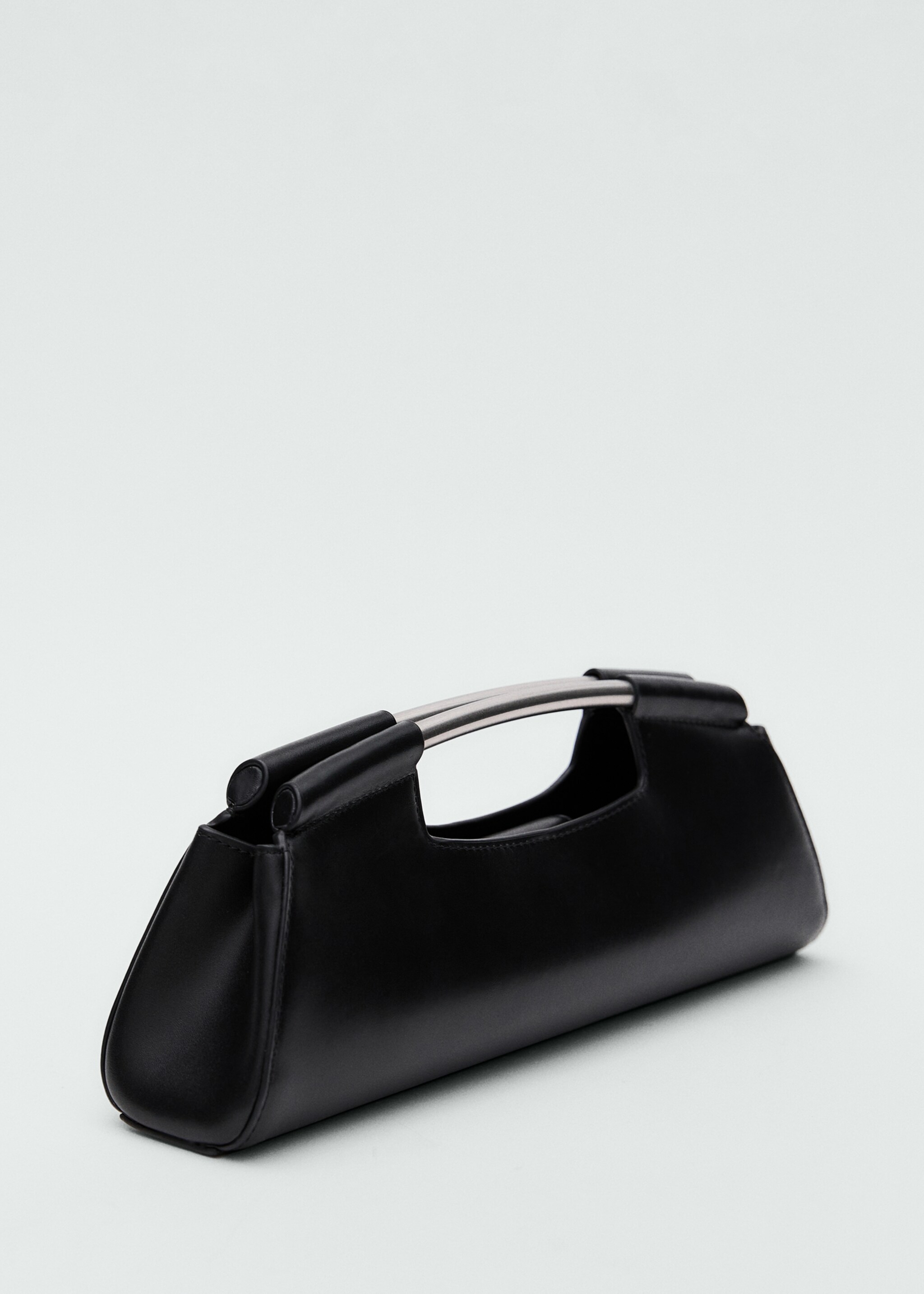 Leather bag with metal handle - Medium plane, Black. Ref: 87030449-00.