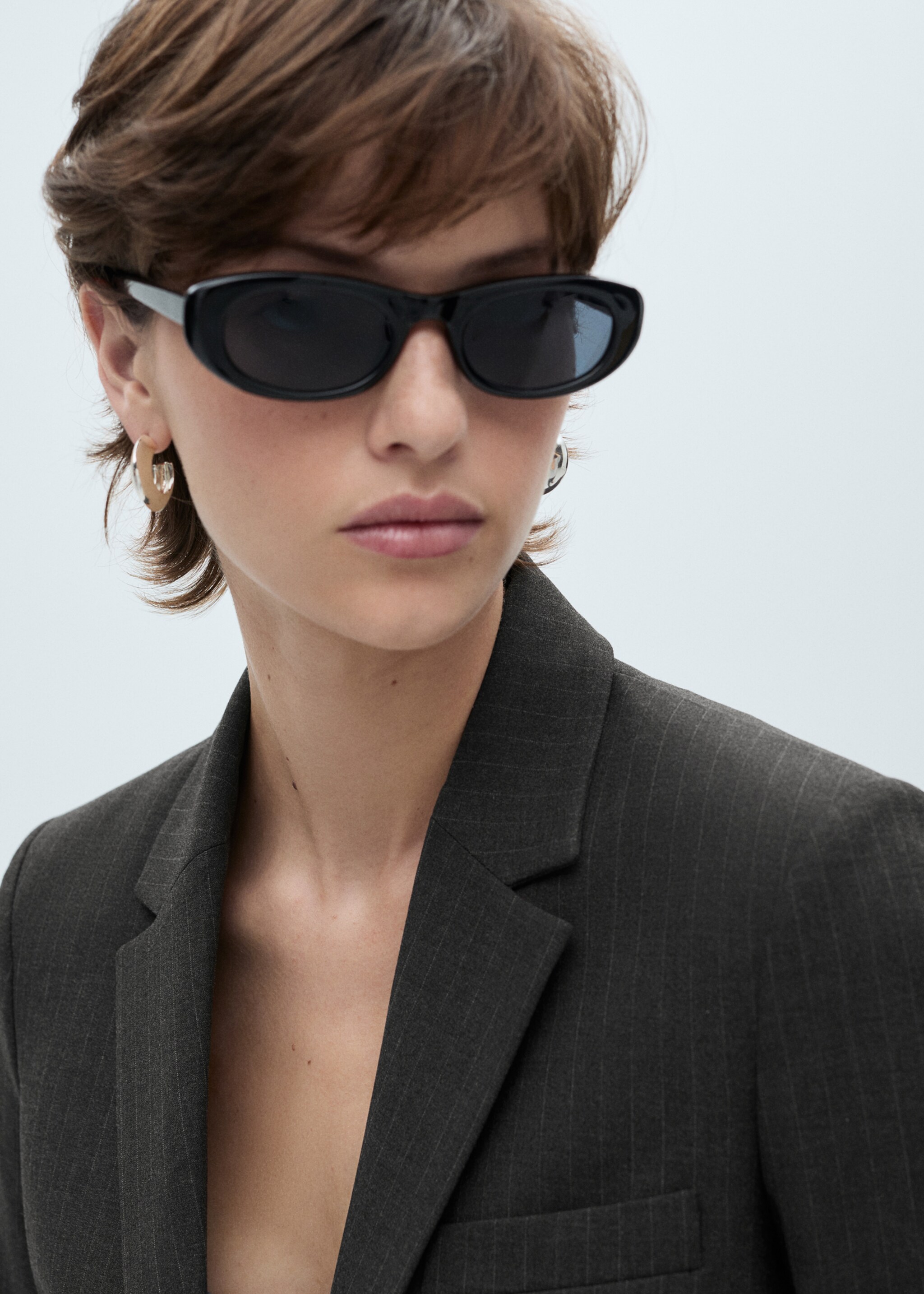 Pinstripe suit blazer - Details of the article 1, Dark Heather Grey. Ref: 87030453-00.