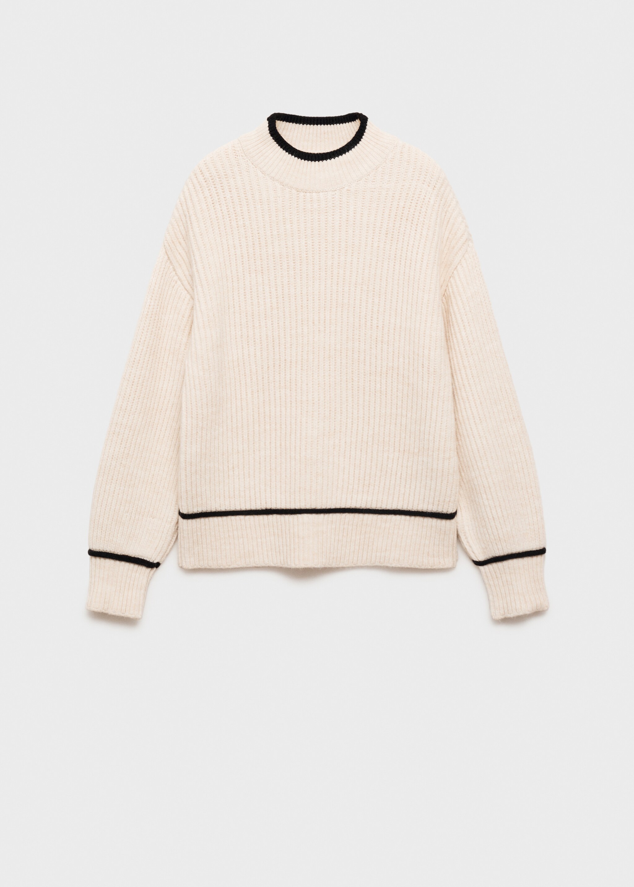Perkins-neck sweater with contrasting details - Article without model, Beige. Ref: 87030454-00.
