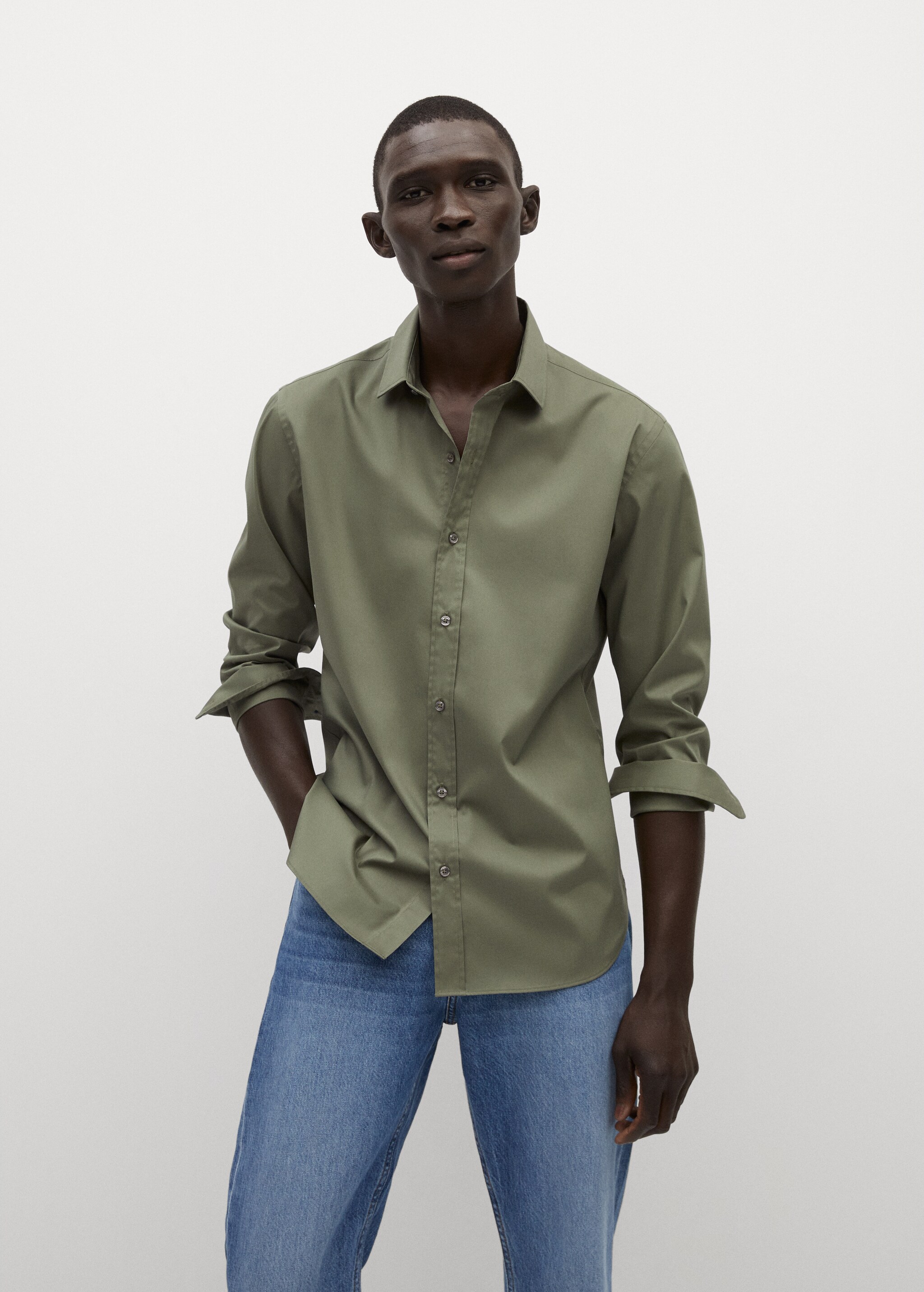 Slim fit cotton shirt - Medium plane