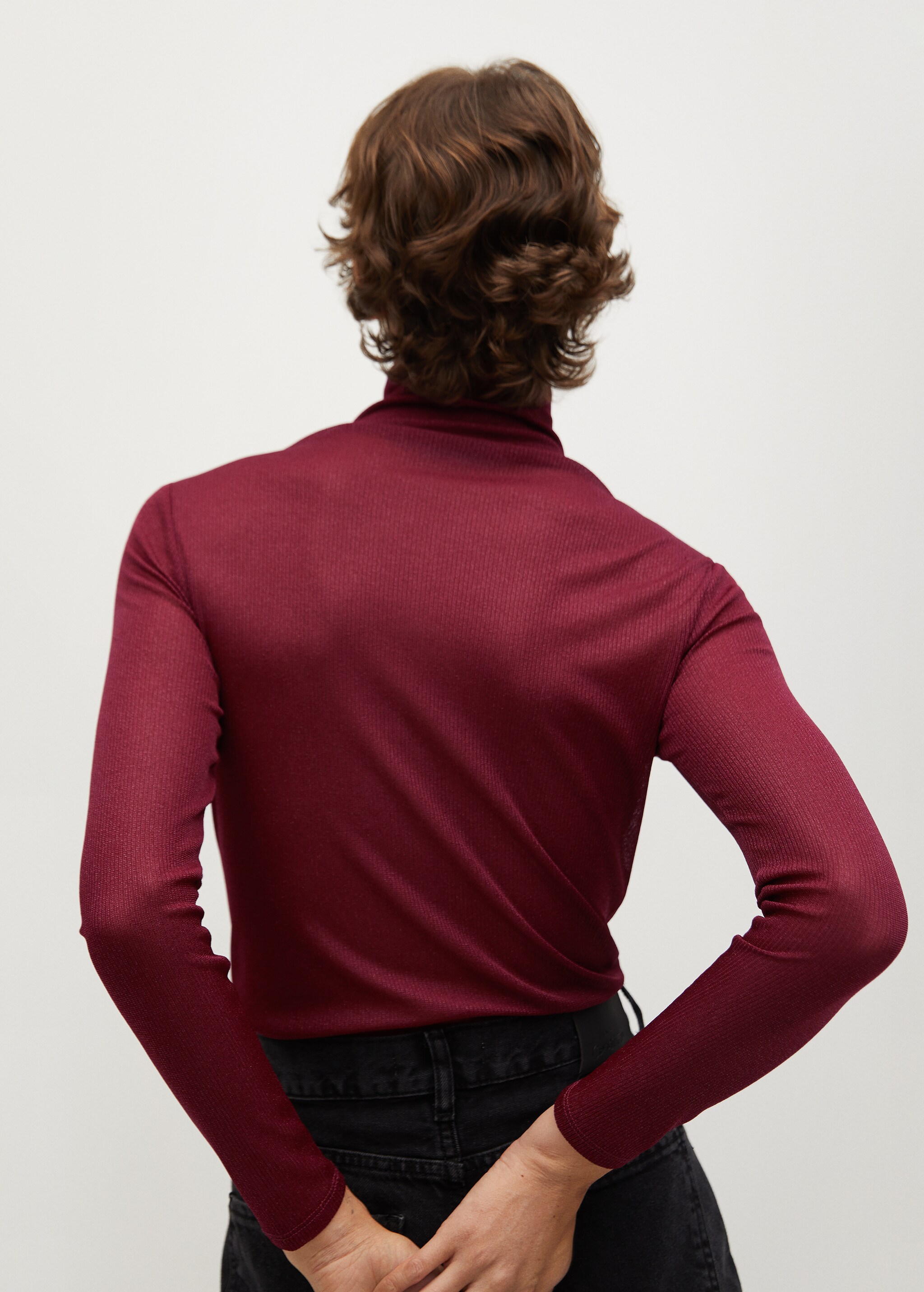 Camiseta canalé cuello alto - Reverso del artículo