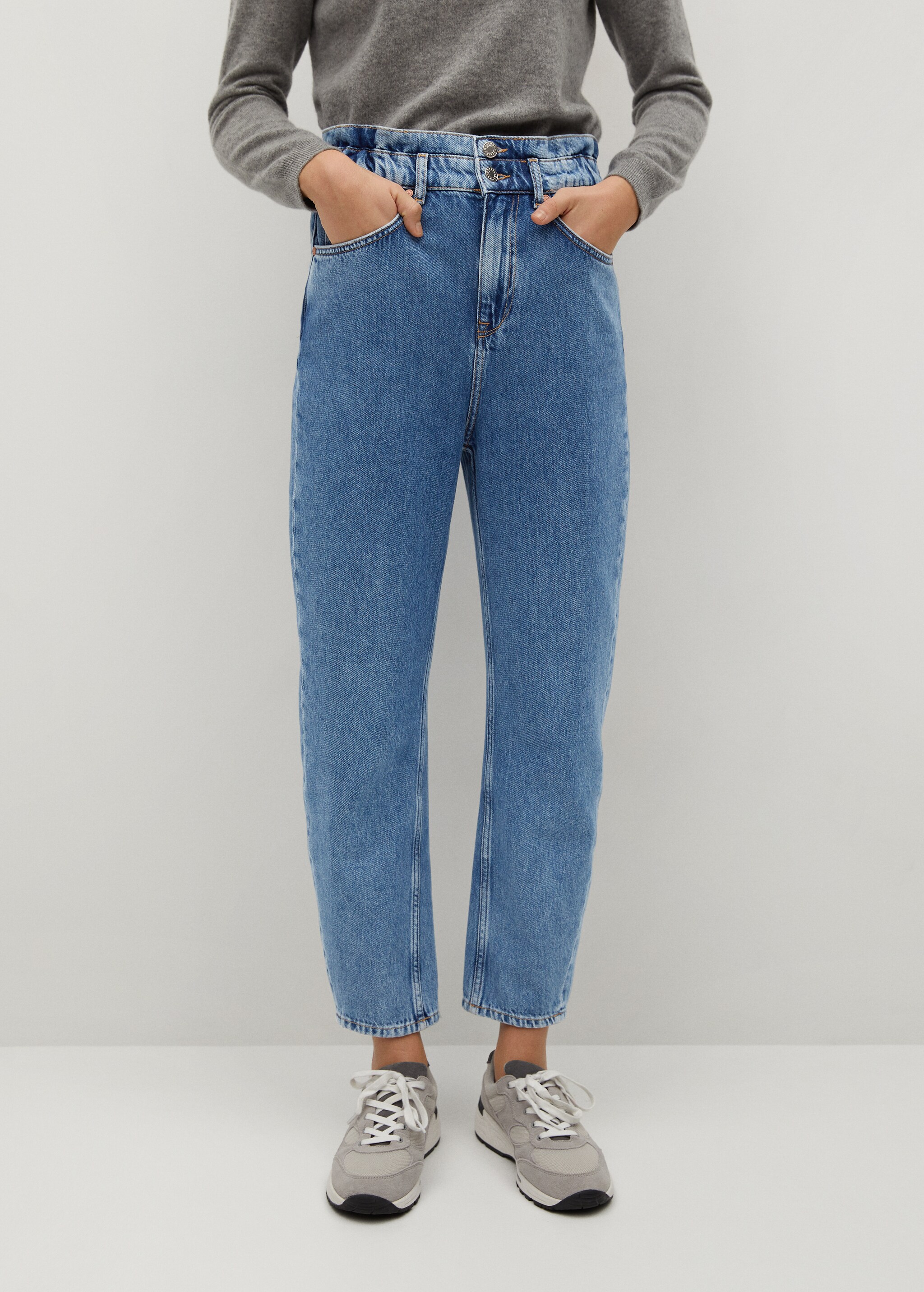 Jeans baggy cintura elástica - Plano medio
