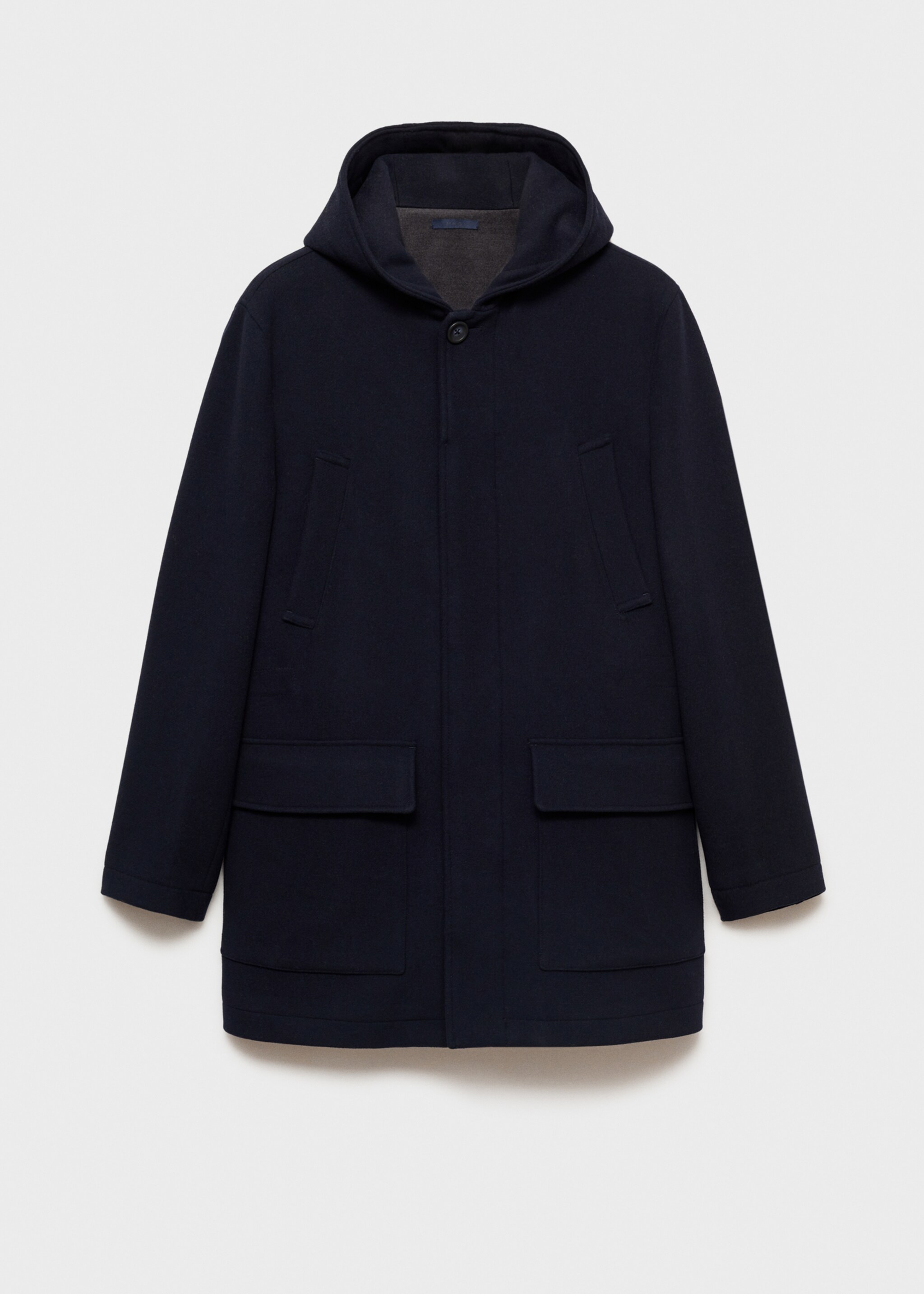 Hooded wool coat - Article without model, Dark Navy. Ref: 87030575-00.