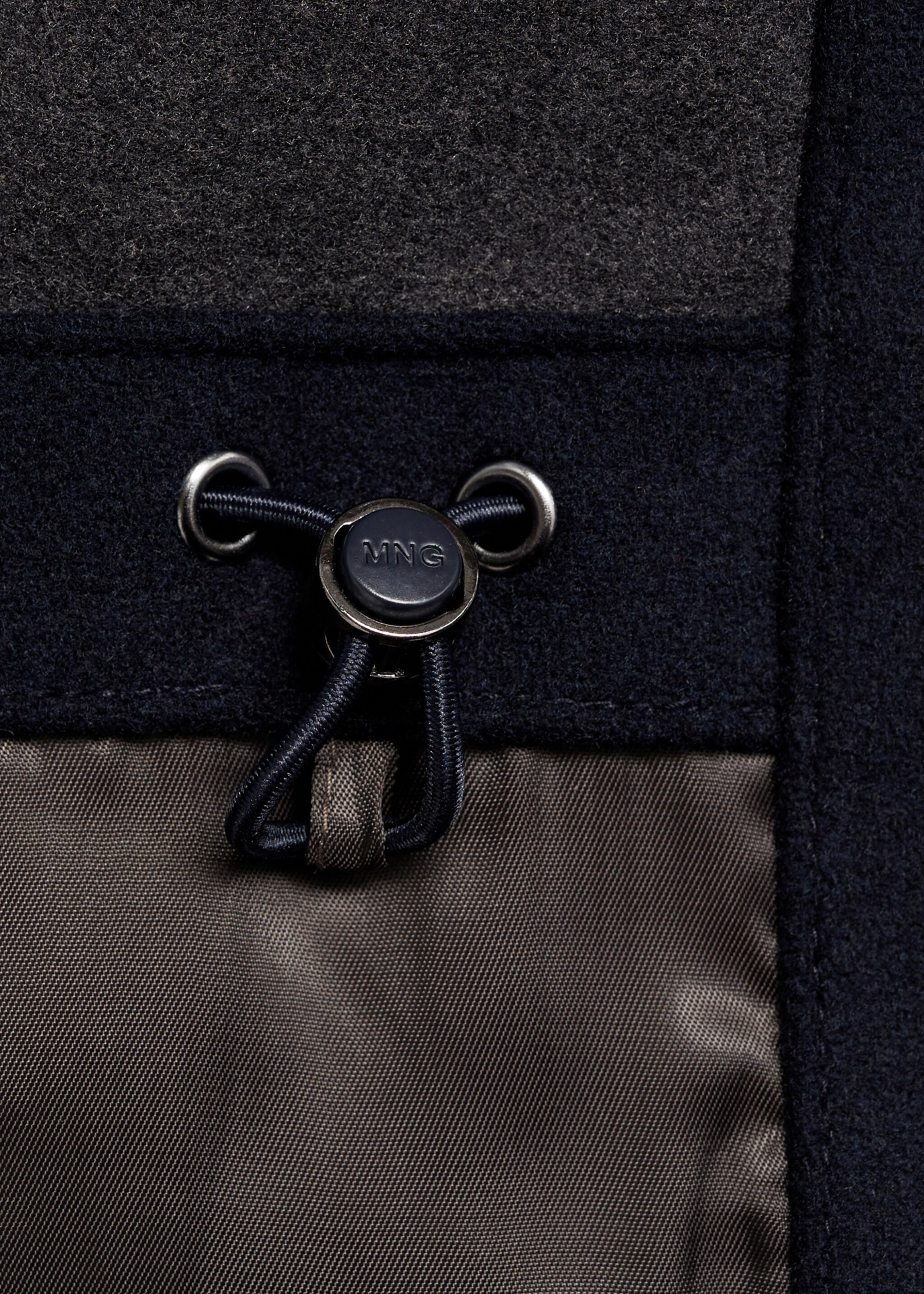 Hooded wool coat - Details of the article 0, Dark Navy. Ref: 87030575-00.