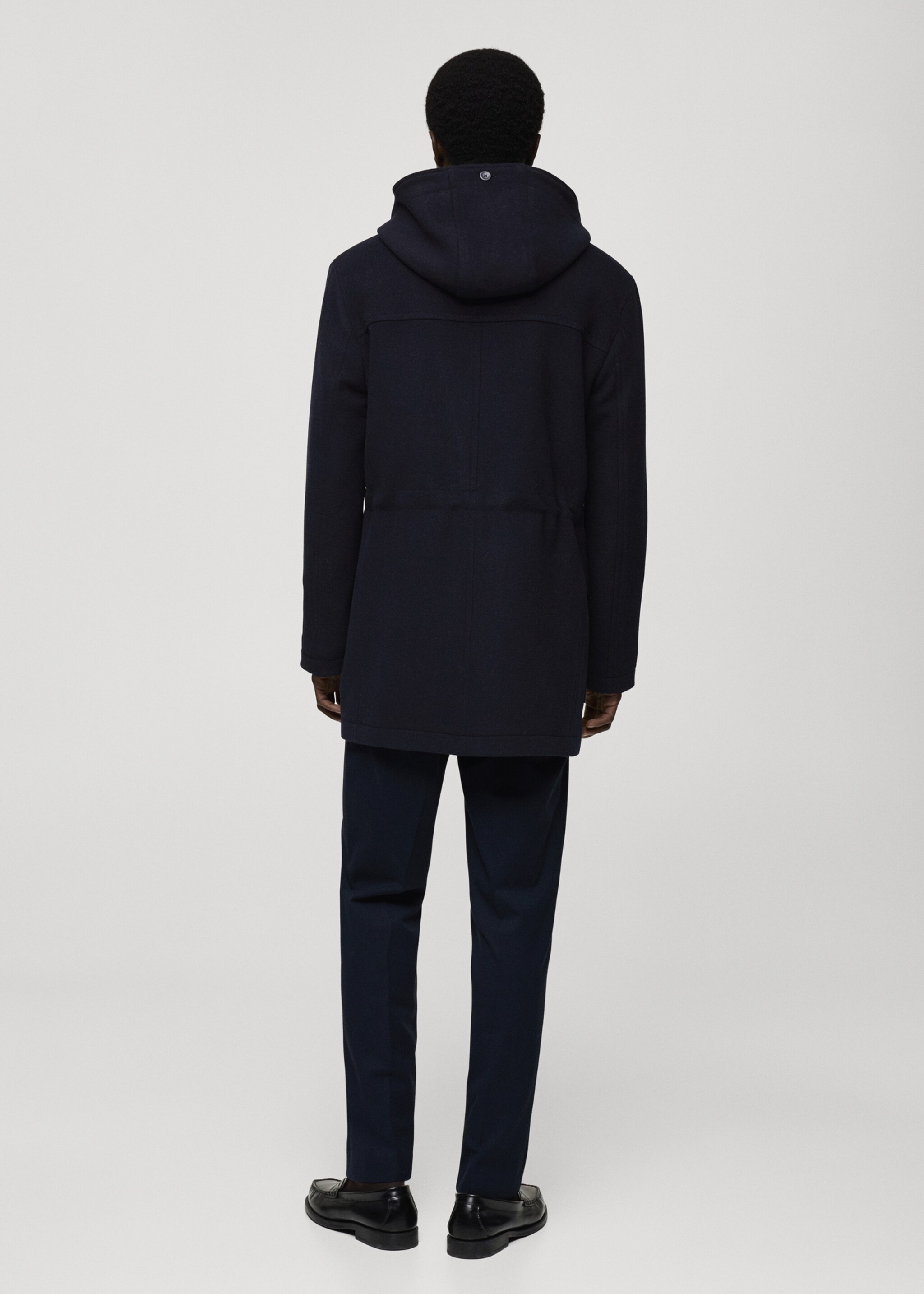 Hooded wool coat - Reverse of the article, Dark Navy. Ref: 87030575-00.