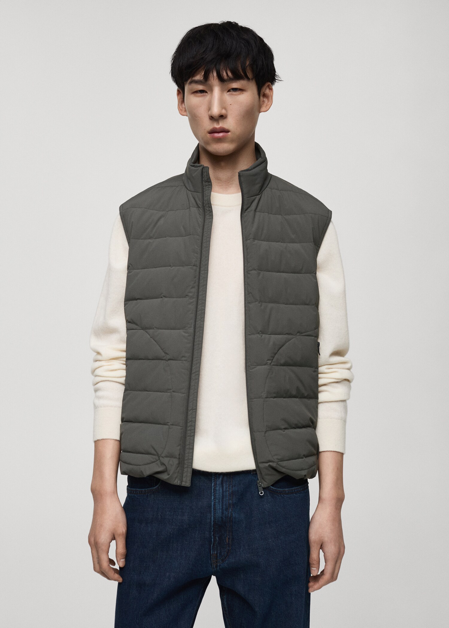 Quilted waistcoat with down and feather filling - Medium plane