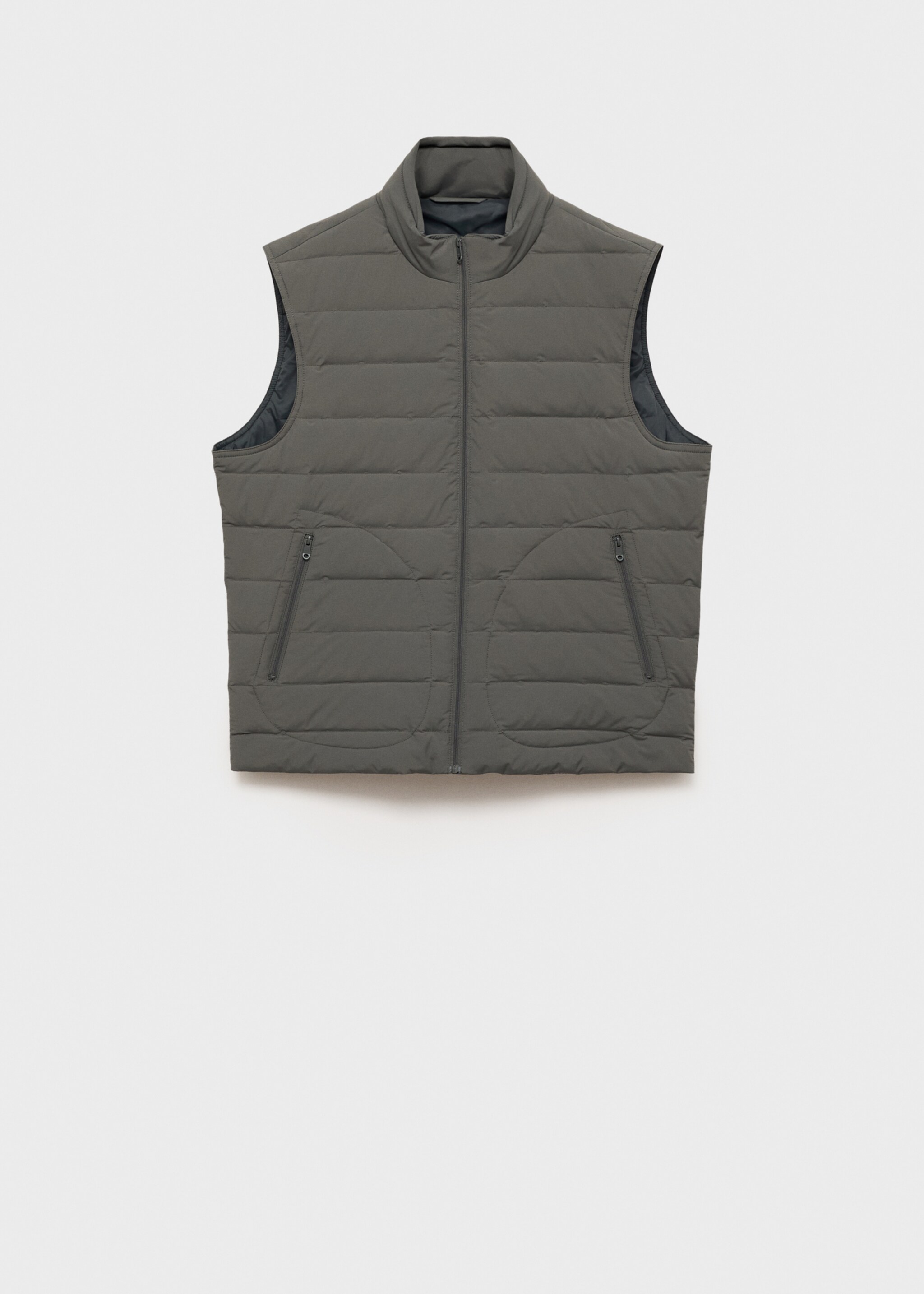 Quilted waistcoat with down and feather filling - Article without model, Grey. Ref: 87030576-00.