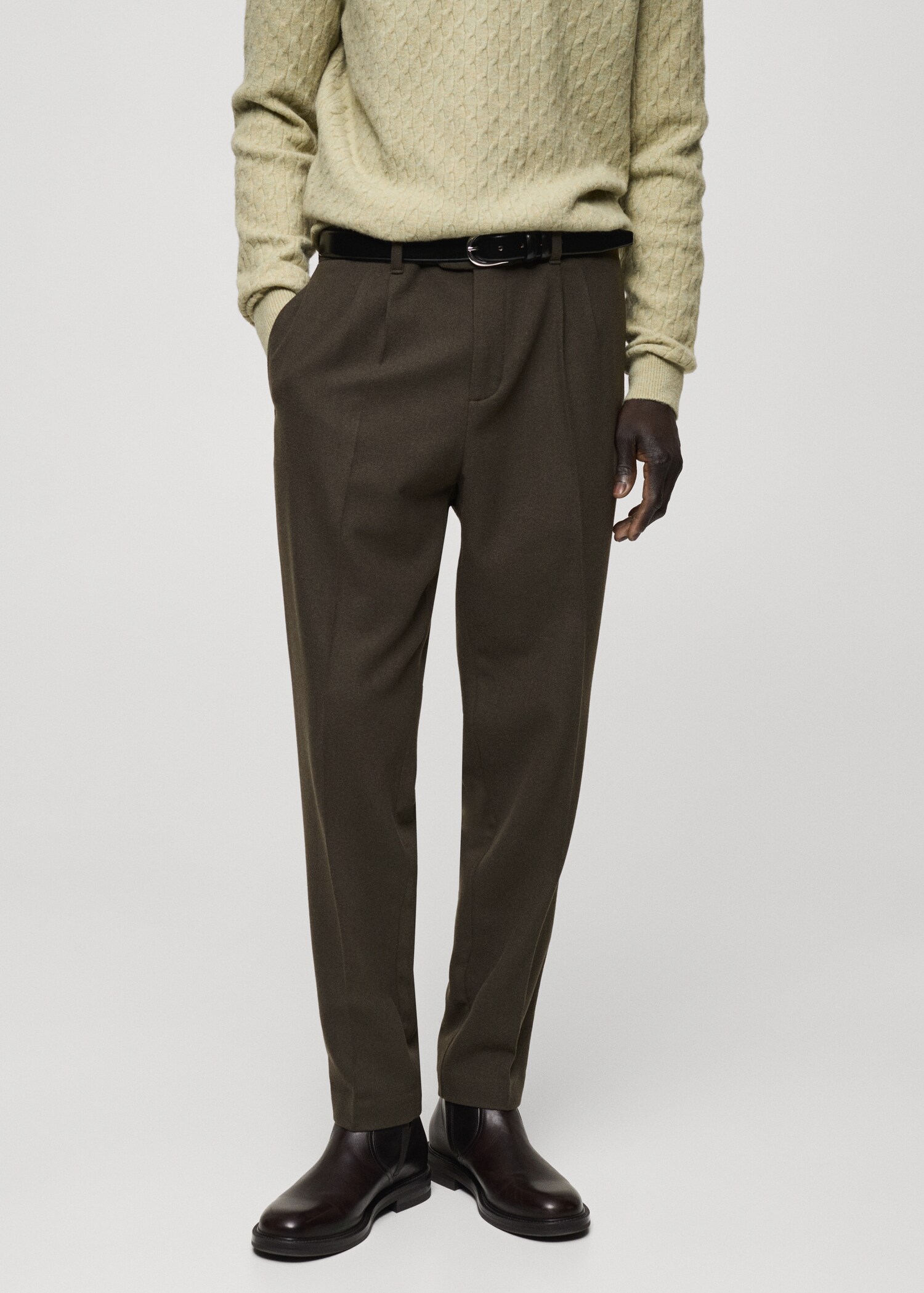 Bundfaltenhose aus Wollflanell - Mittlere Ansicht