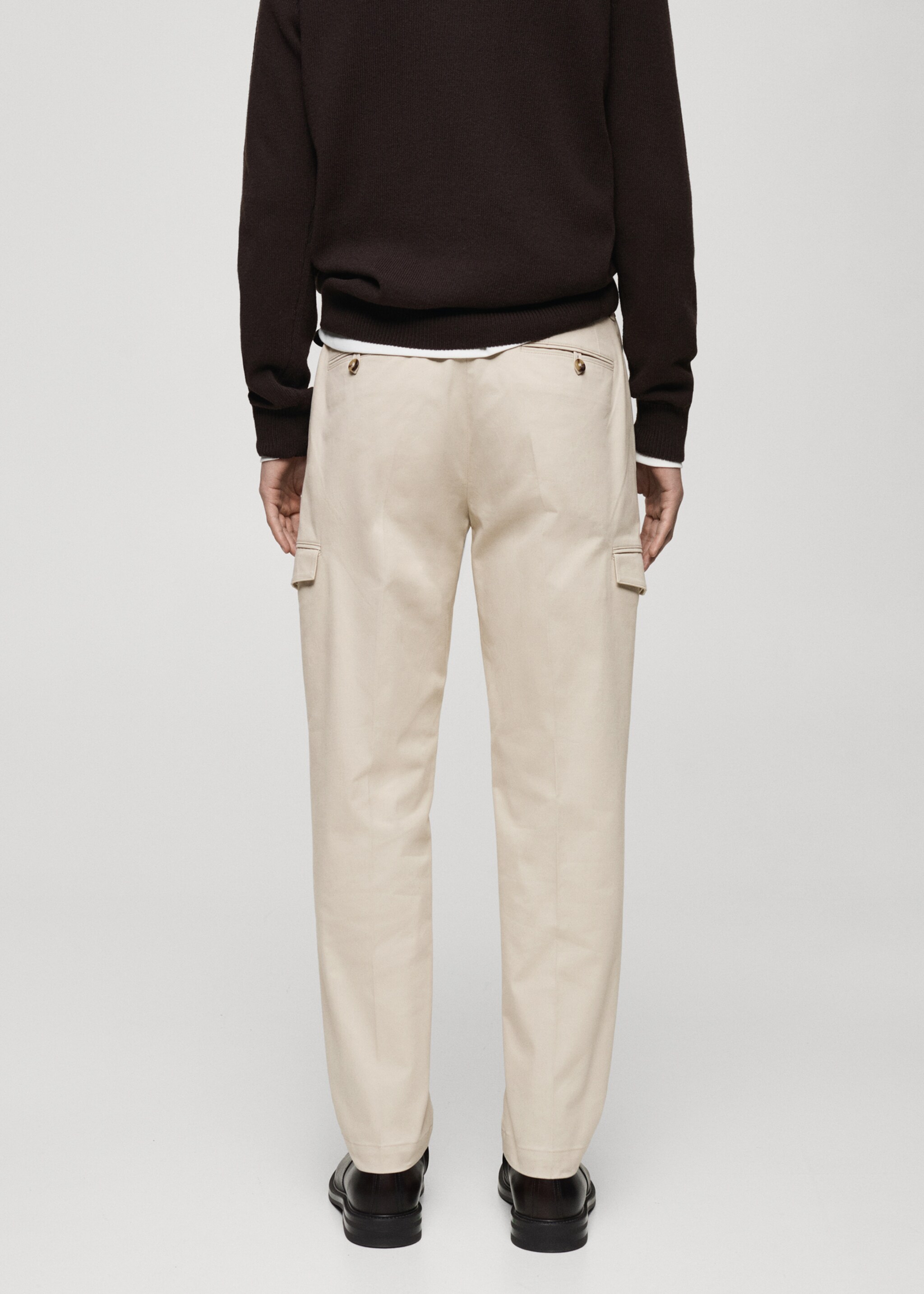 Regular fit cotton cargo trousers - Reverse of the article, Light/Pastel Grey. Ref: 87030580-00.