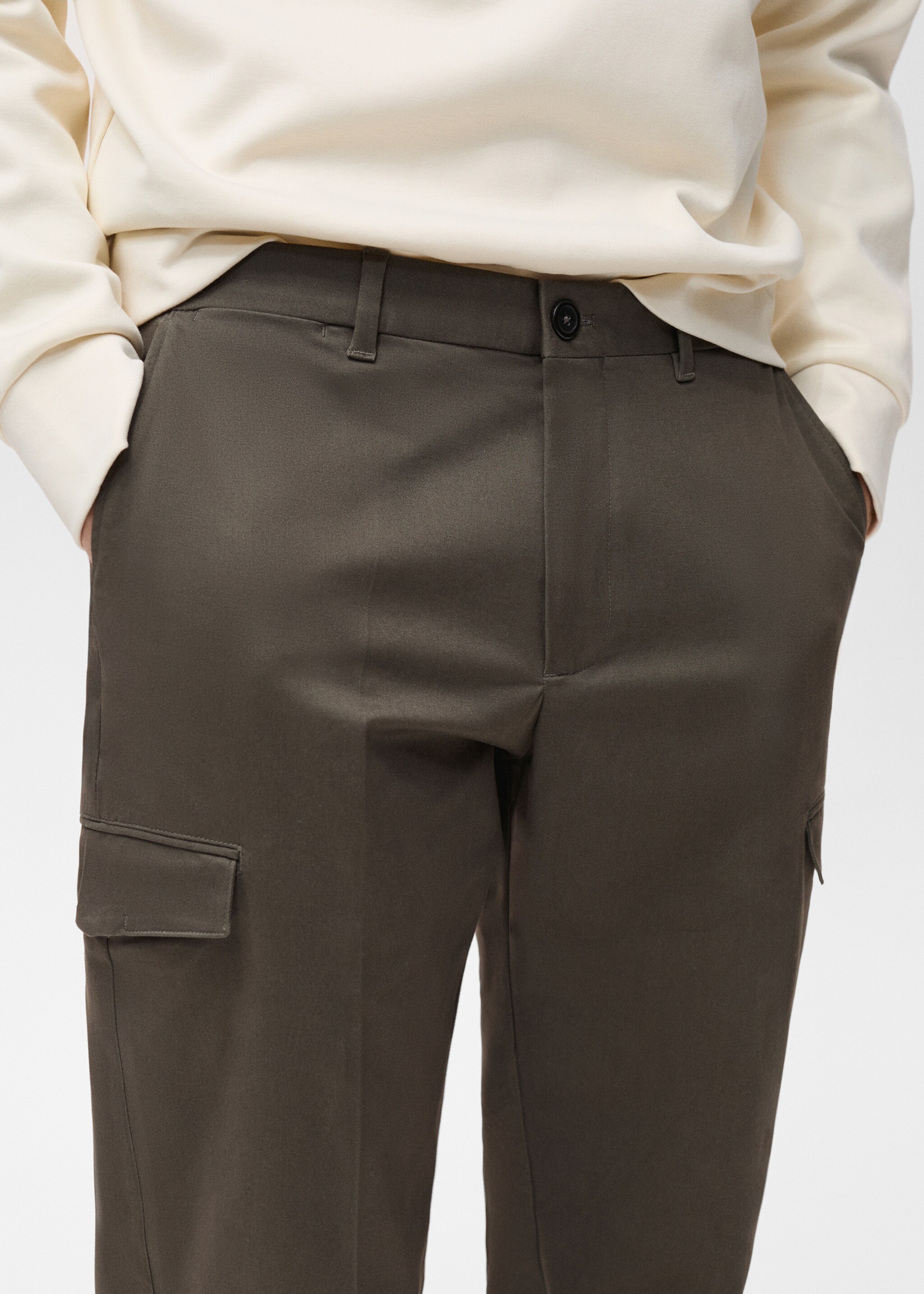 Pantalon cargo coton regular-fit - Détail de l'article 1, Kaki. Ref: 87030580-00.