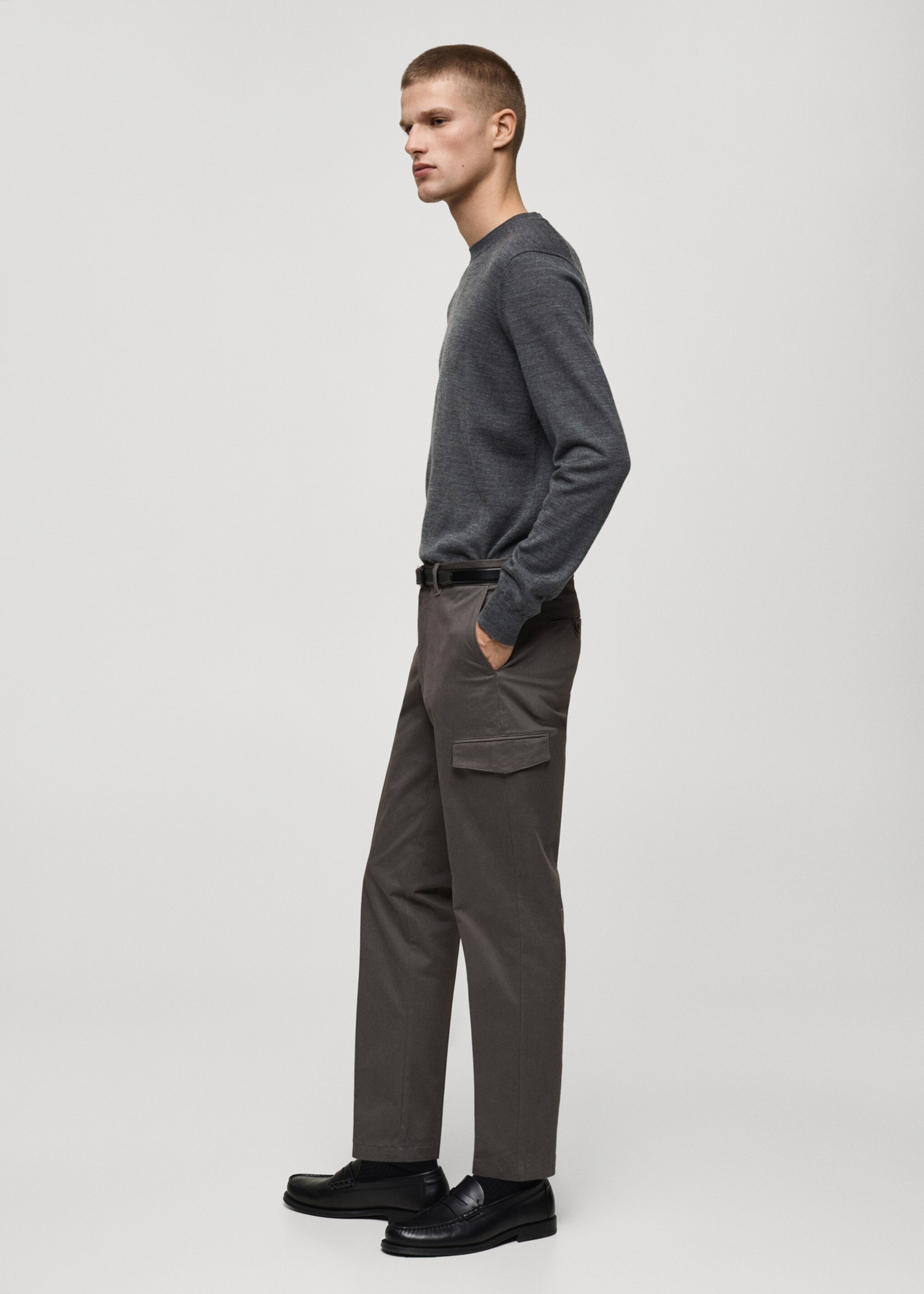 Pantalon cargo coton regular-fit - Détail de l'article 2, Gris. Ref: 87030580-00.