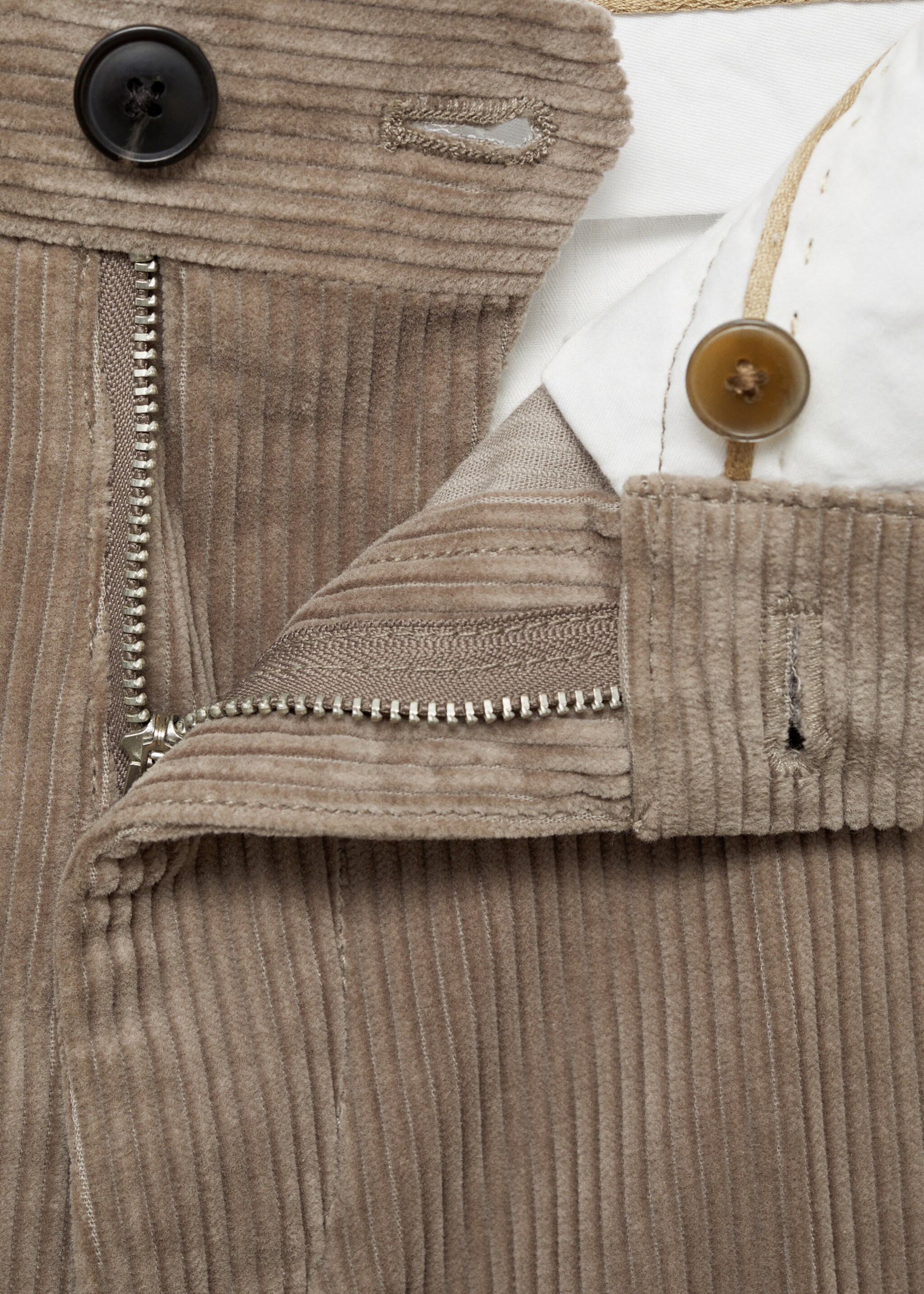 Corduroy regular-fit trousers - Details of the article 8, Mink Grey. Ref: 87030581-00.