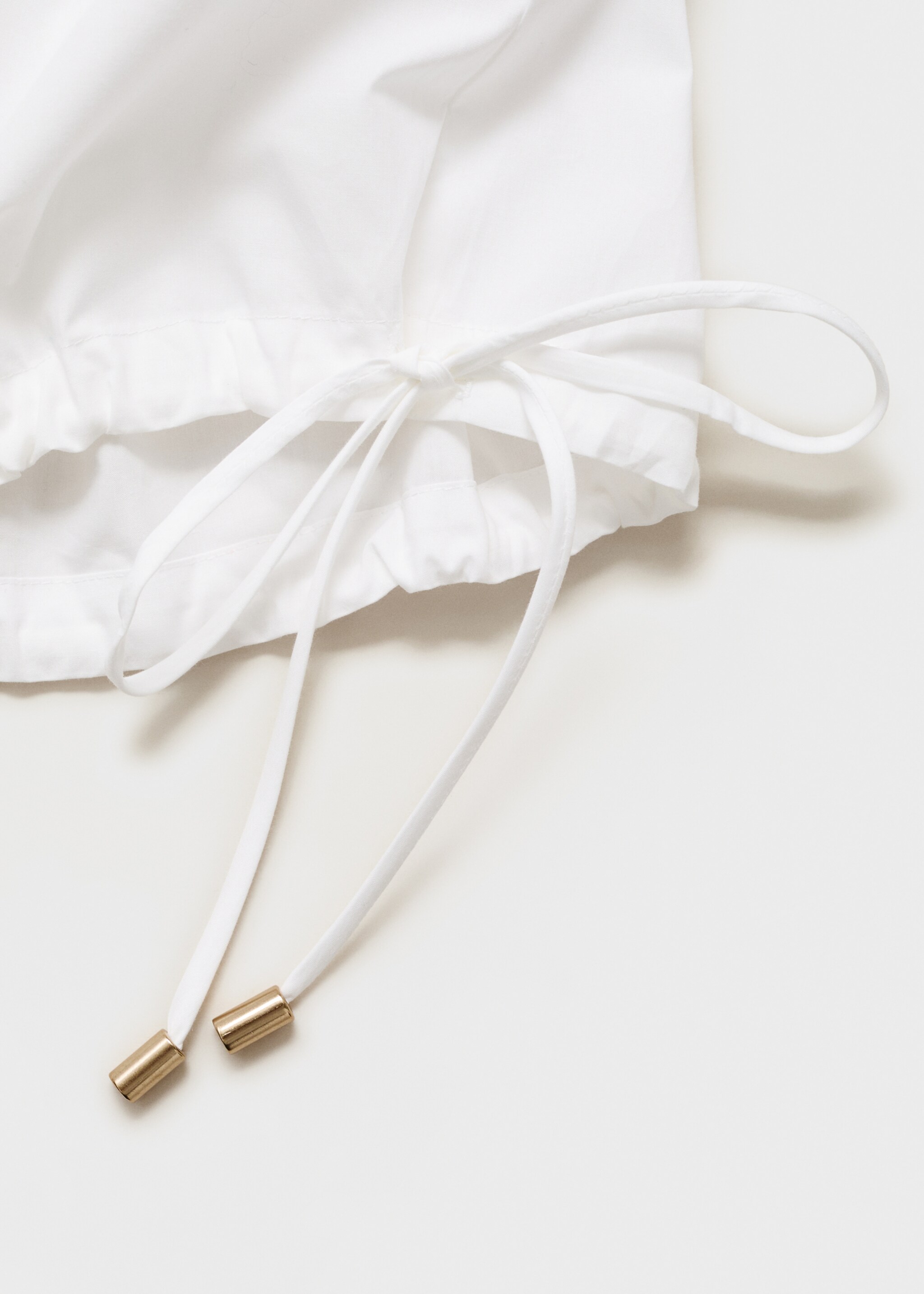 Gathered off-the-shoulder blouse - Details of the article 8, White. Ref: 87030583-00.