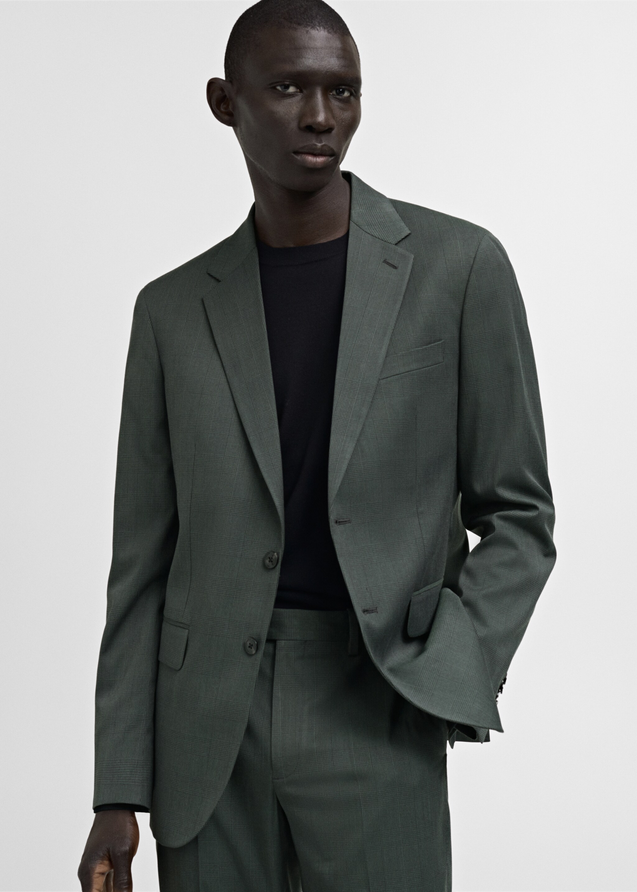 Veste costume Milán prince-de-galles - Plan moyen, Vert. Ref: 87030588-00.
