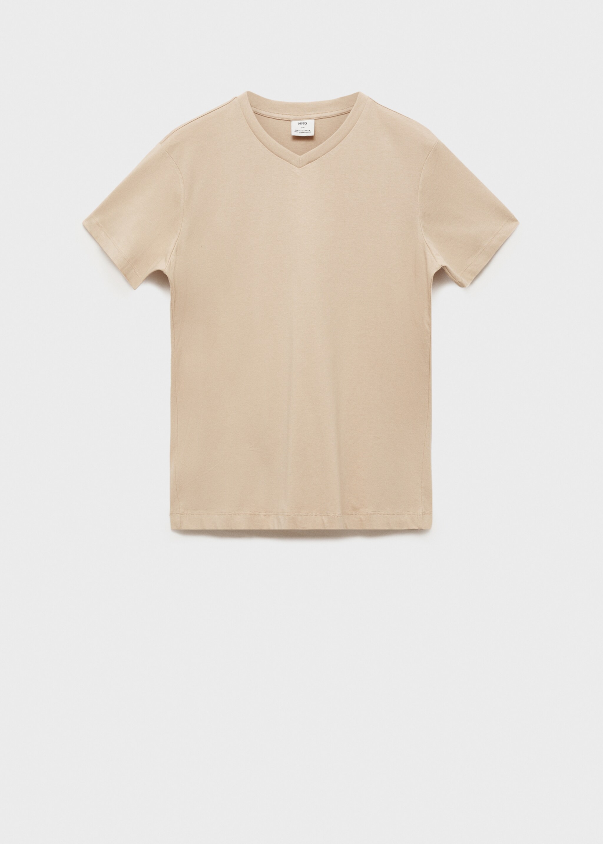 Camiseta cuello pico slim fit 100% algodón - Artículo sin modelo, Arena. Ref: 87030599-00.