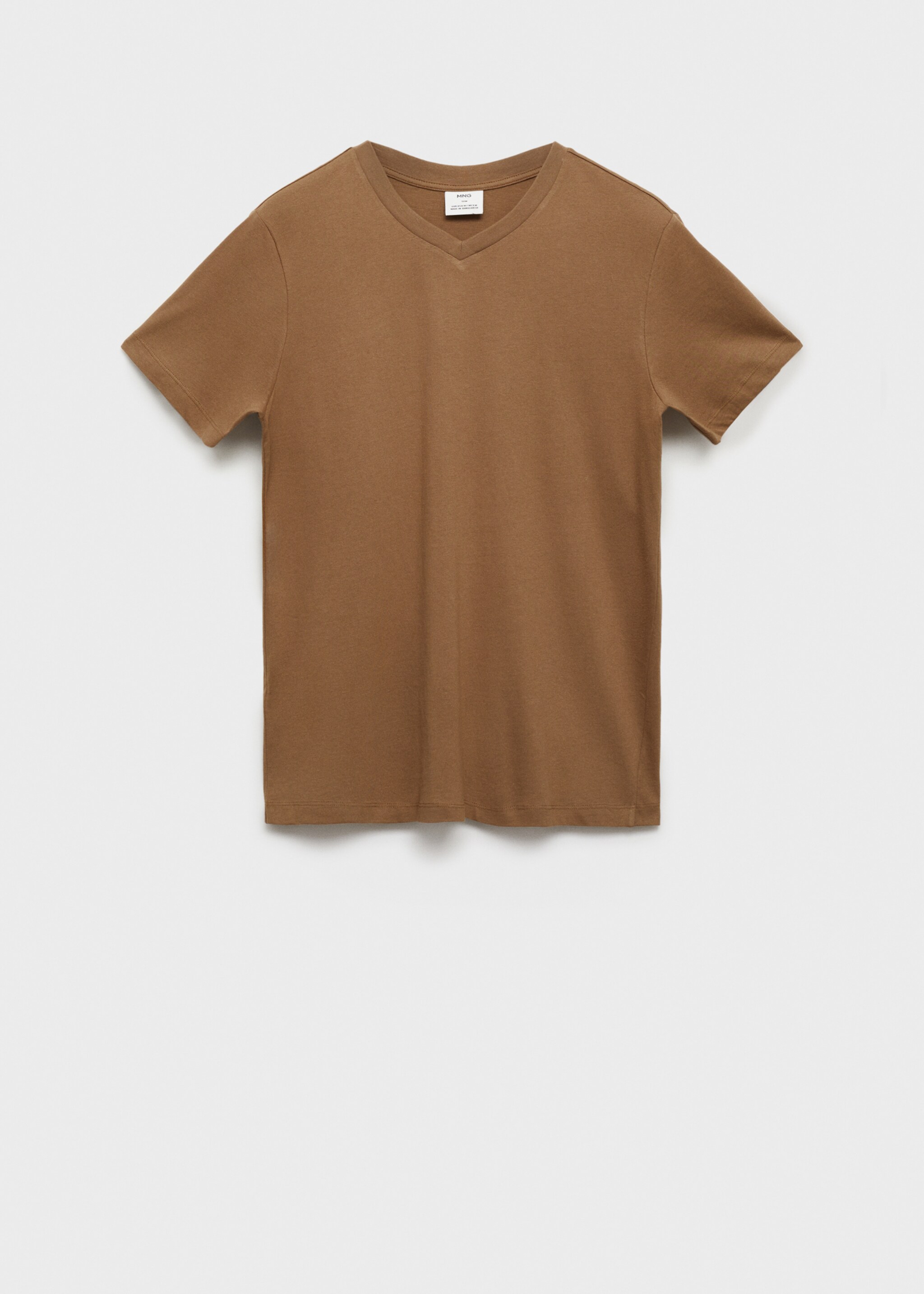 T-shirt scollo a V slim fit 100% cotone - Articolo senza modello, Marrone tabacco. Ref: 87030599-00.