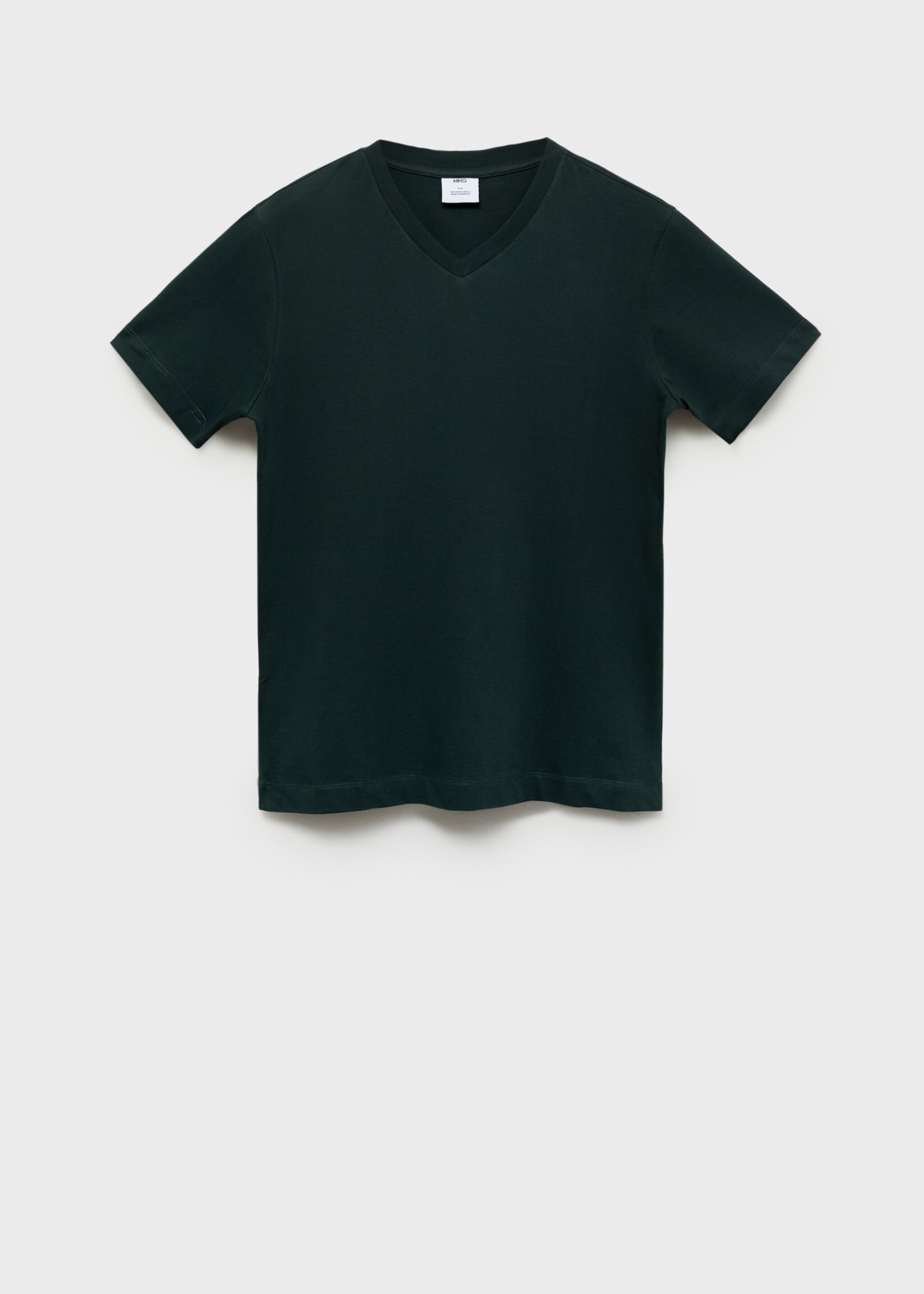 100% cotton slim-fit V-neck t-shirt - Article without model, Green. Ref: 87030599-00.