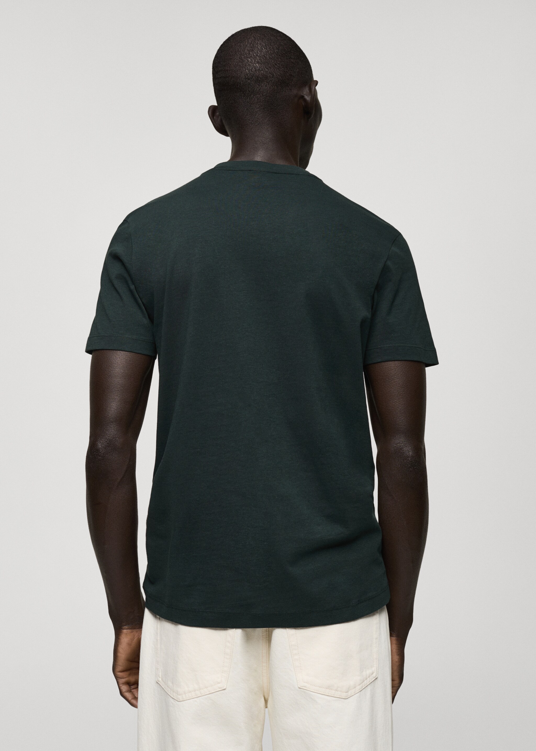 100% cotton slim-fit V-neck t-shirt - Reverse of the article, Green. Ref: 87030599-00.