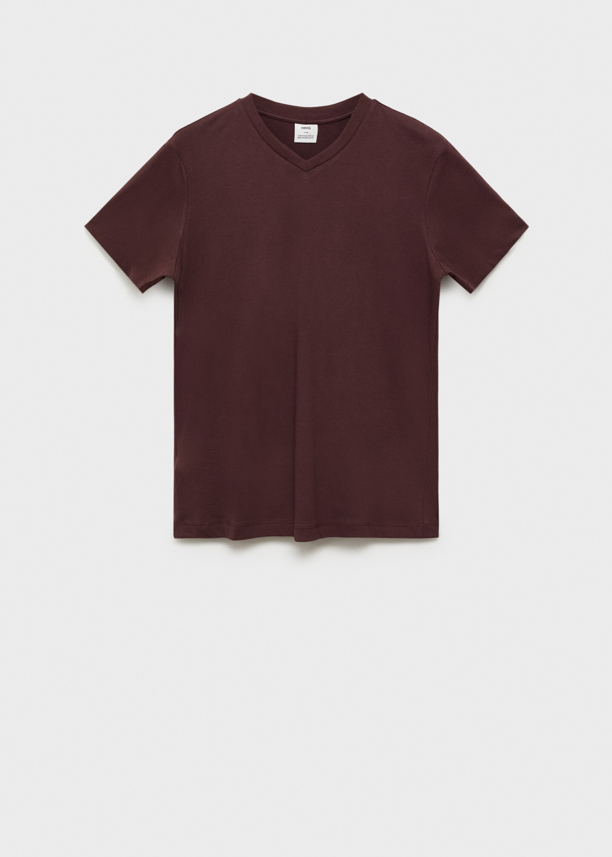 100% cotton slim-fit V-neck t-shirt - Article without model, Wine. Ref: 87030599-00.
