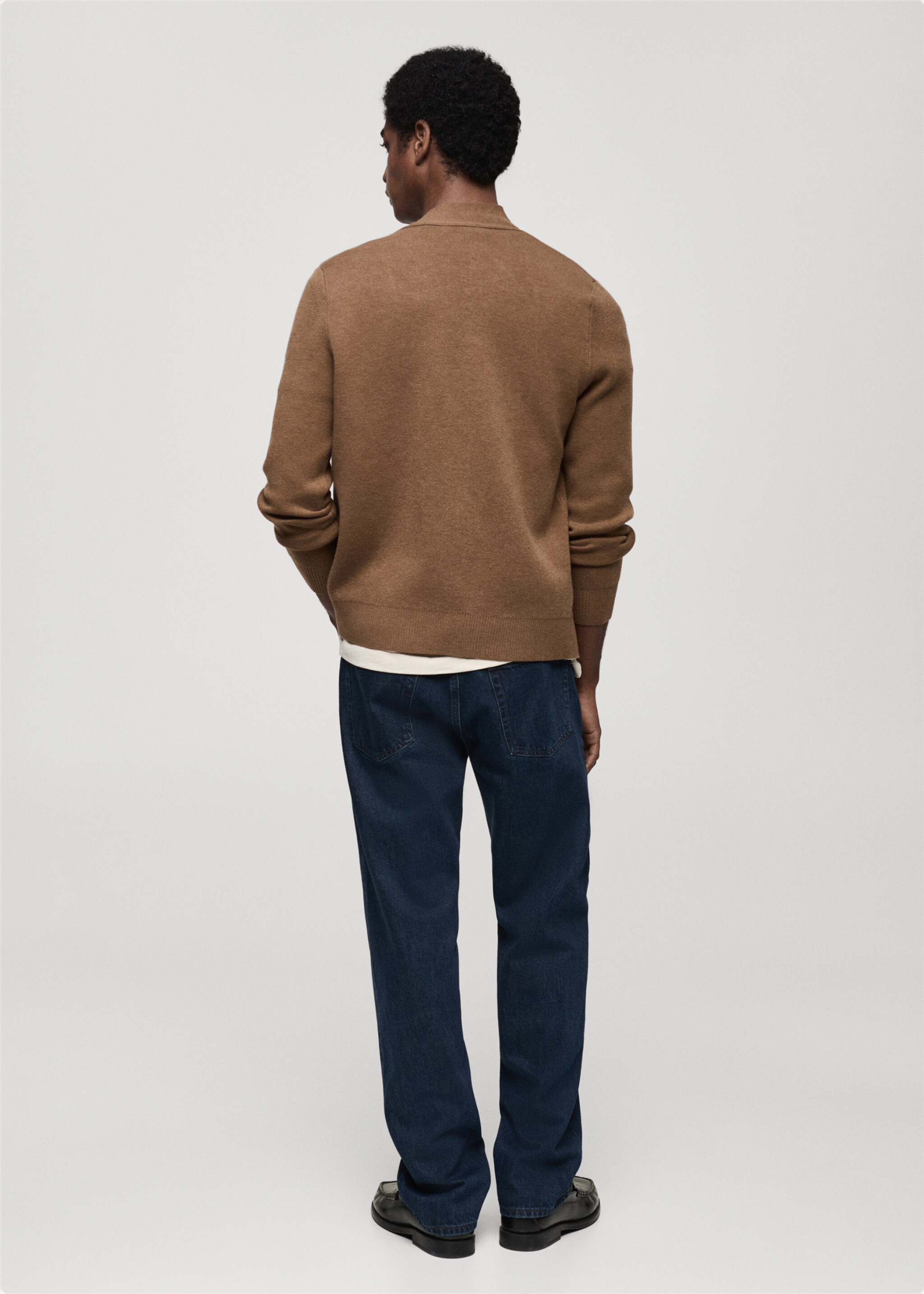 Knitted button cardigan - Reverse of the article, Medium Brown. Ref: 87030600-00.