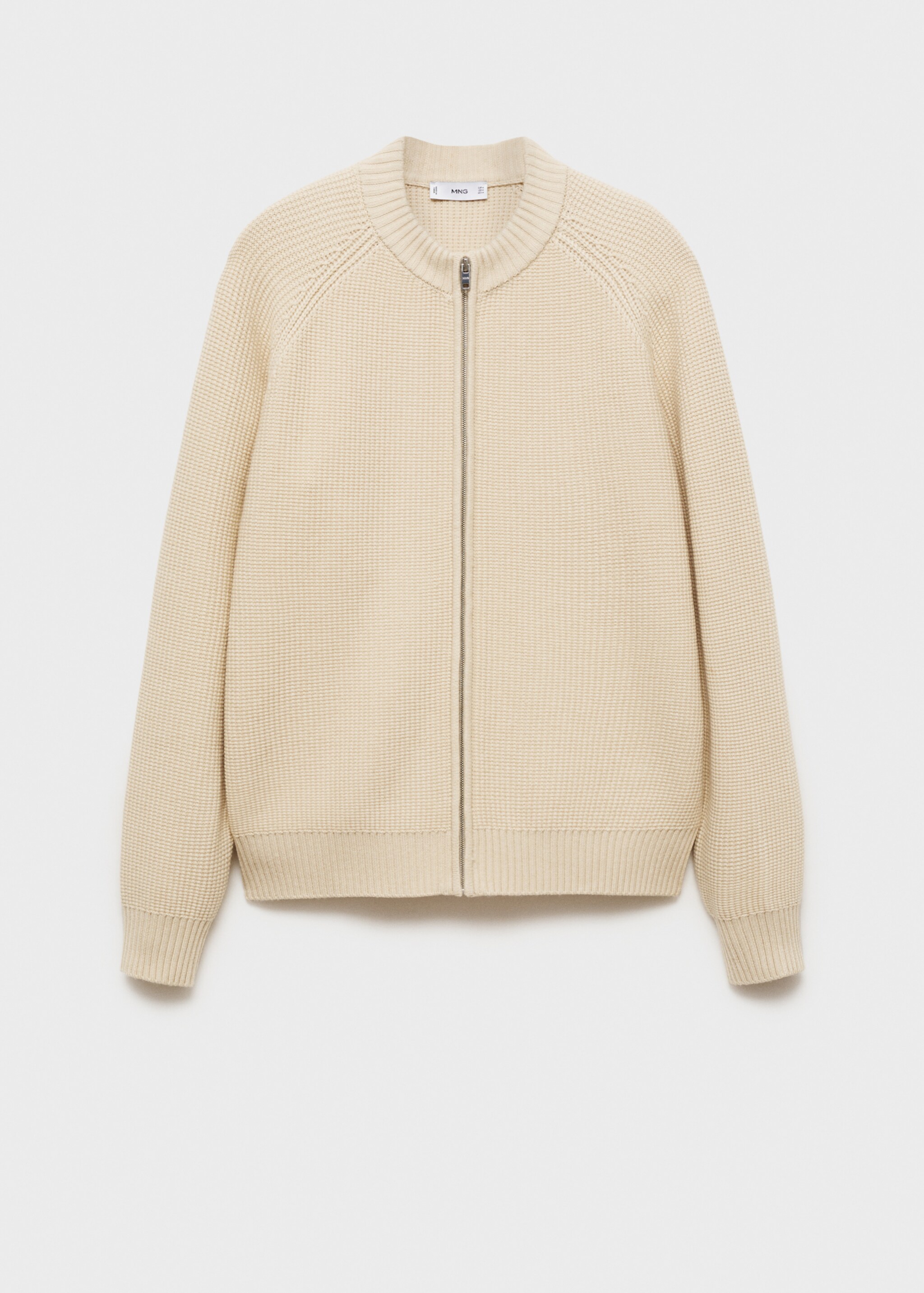 Structured knitted cardigan with zip - Article without model, Sand. Ref: 87030601-00.