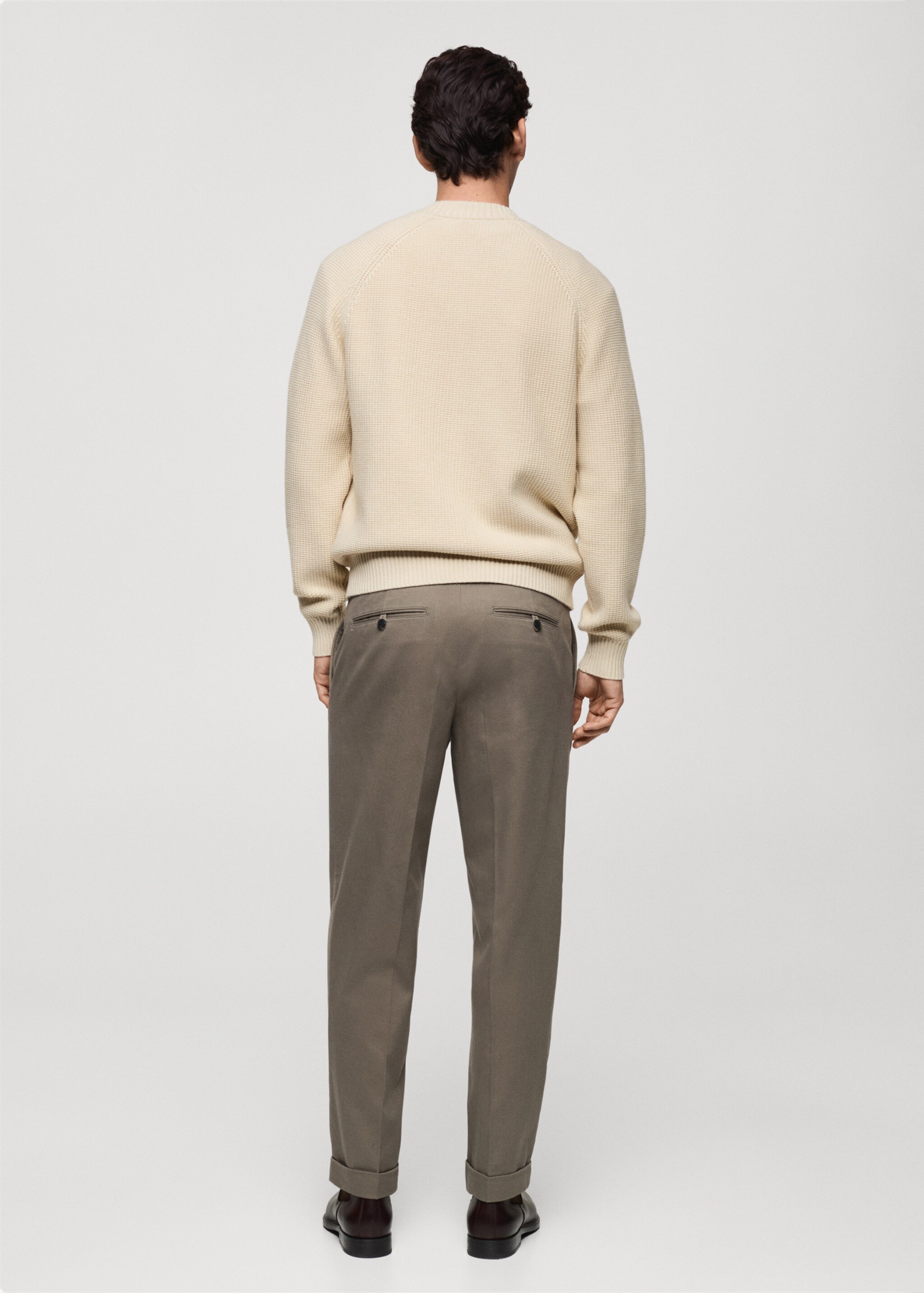 Structured knitted cardigan with zip - Reverse of the article, Sand. Ref: 87030601-00.