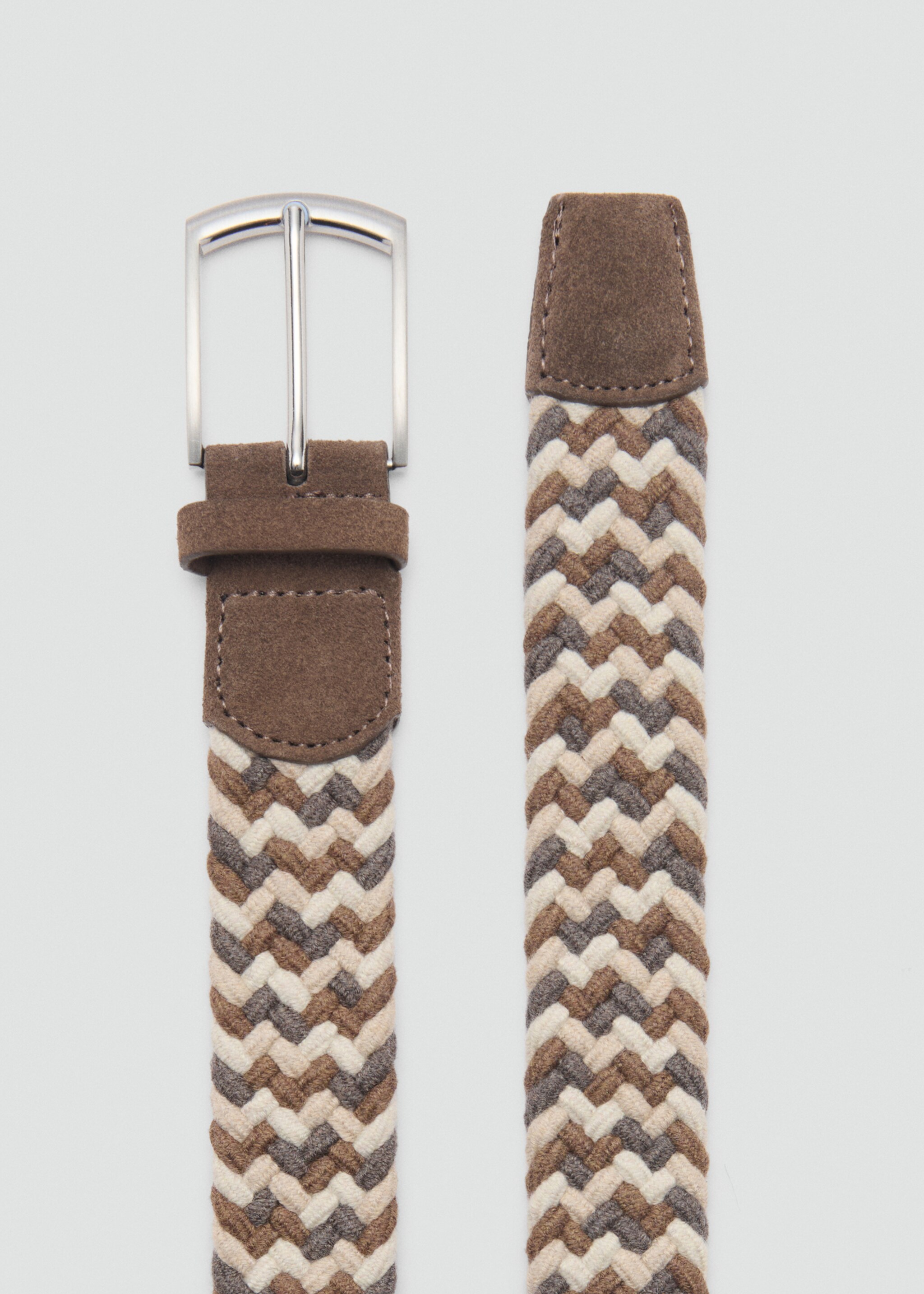 Braided elastic coloured belt - Medium plane, Beige. Ref: 87030605-00.