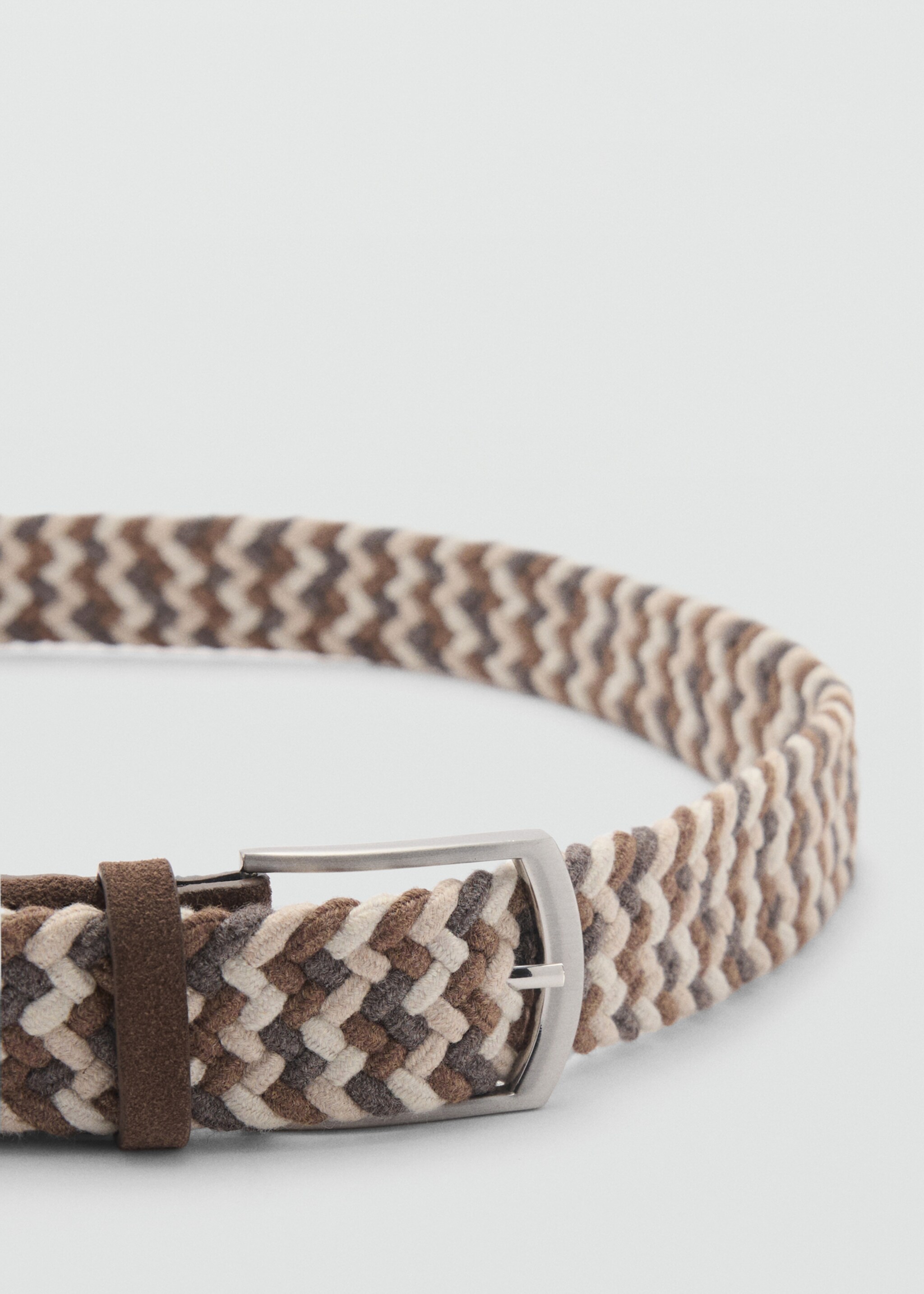 Braided elastic coloured belt - Details of the article 1, Beige. Ref: 87030605-00.