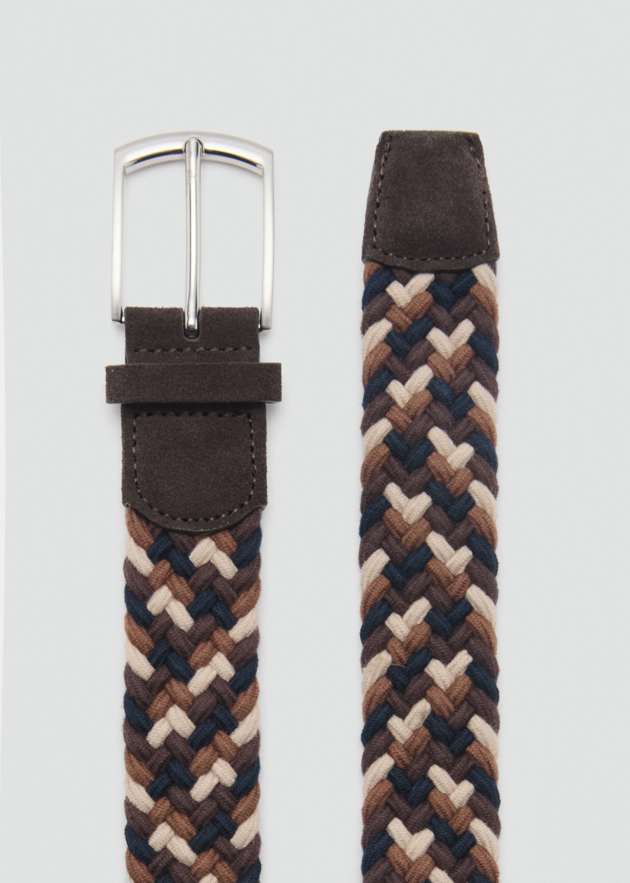 Braided elastic coloured belt - Medium plane, Brown. Ref: 87030605-00.