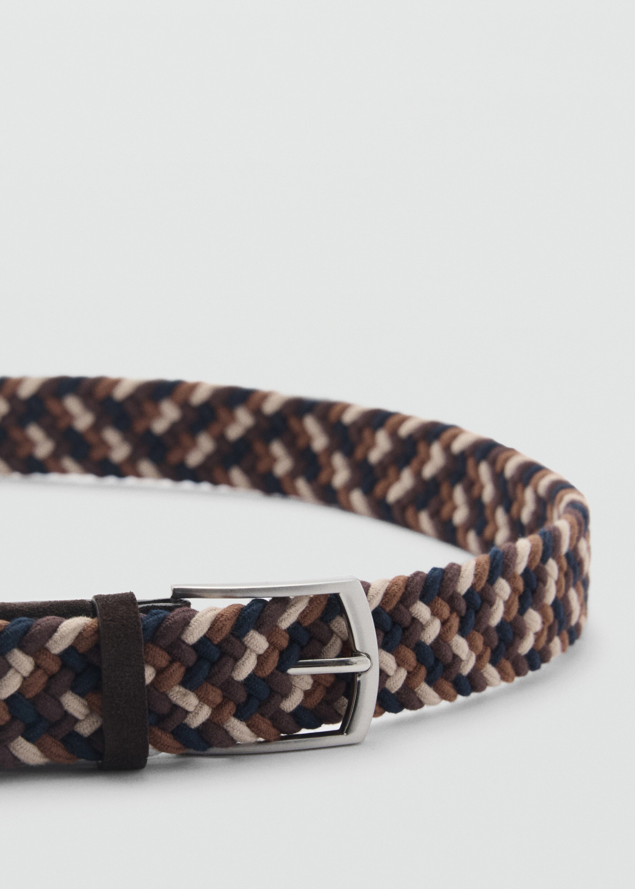 Braided elastic coloured belt - Details of the article 1, Brown. Ref: 87030605-00.
