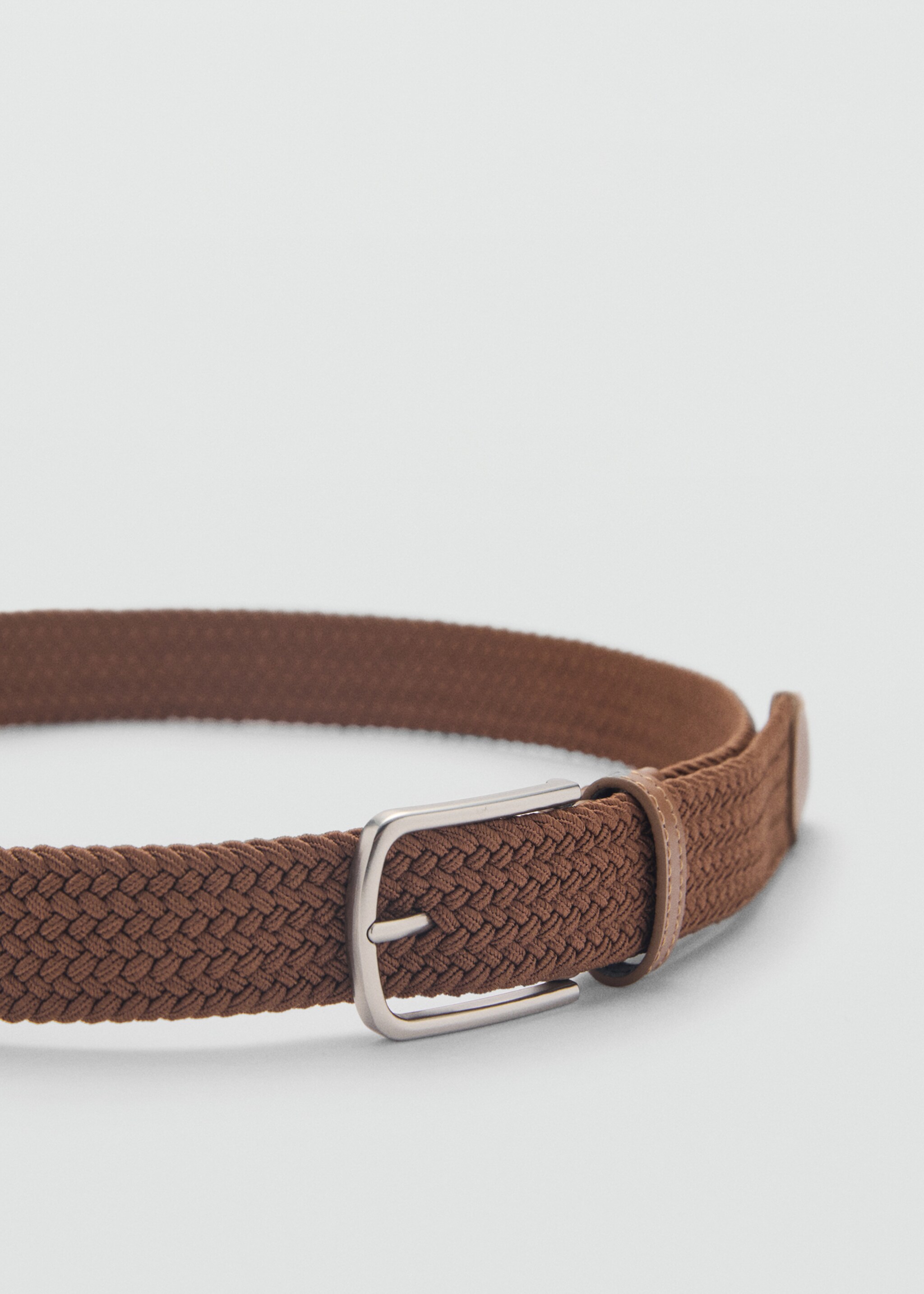 Braided elastic belt - Medium plane, Medium Brown. Ref: 87030606-00.