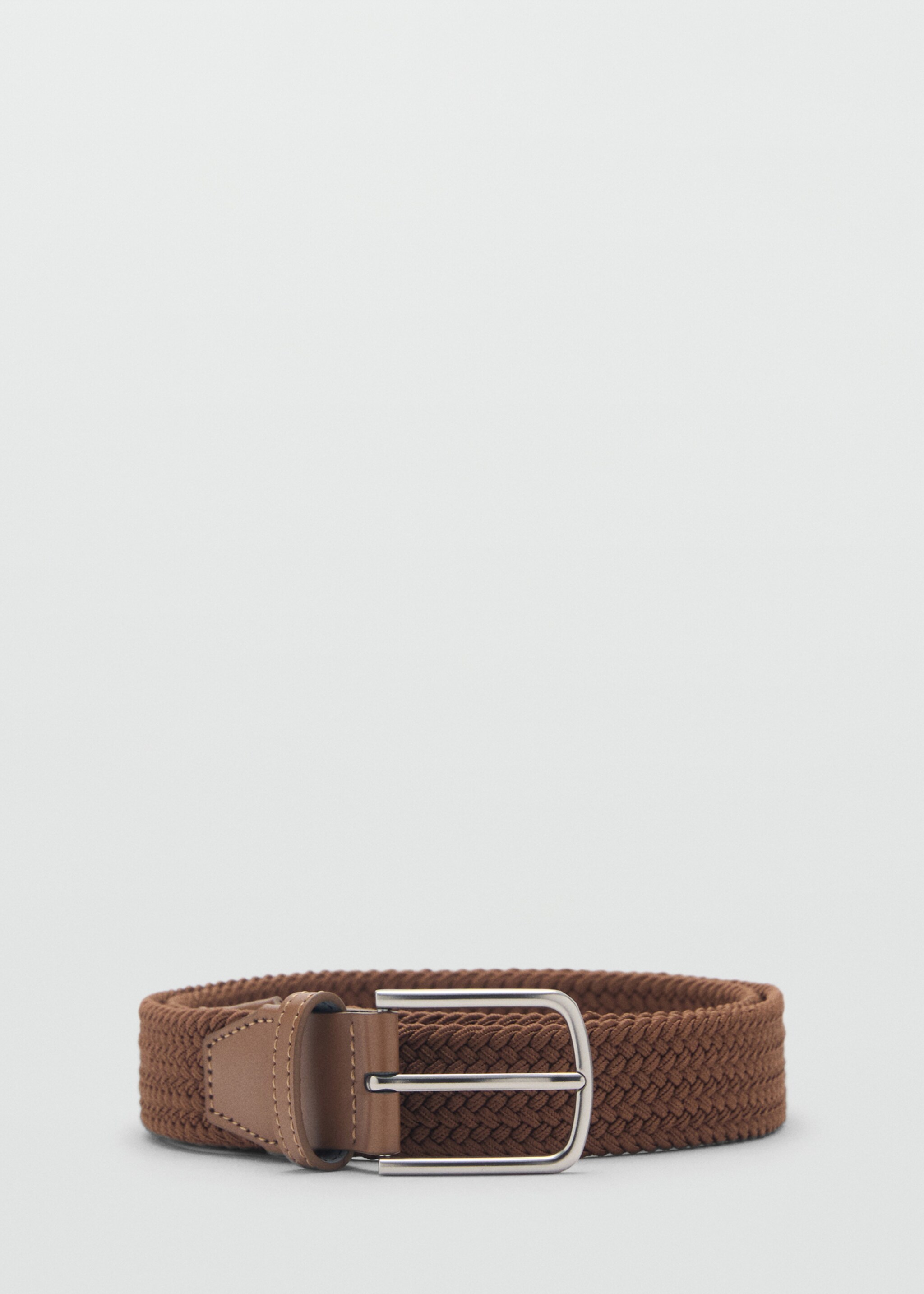 Braided elastic belt - Article without model, Medium Brown. Ref: 87030606-00.