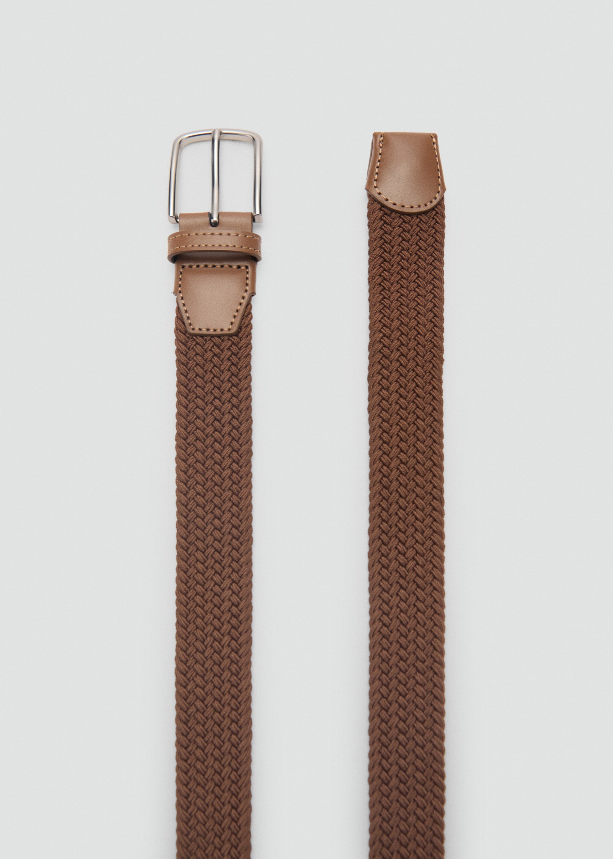 Braided elastic belt - Details of the article 1, Medium Brown. Ref: 87030606-00.