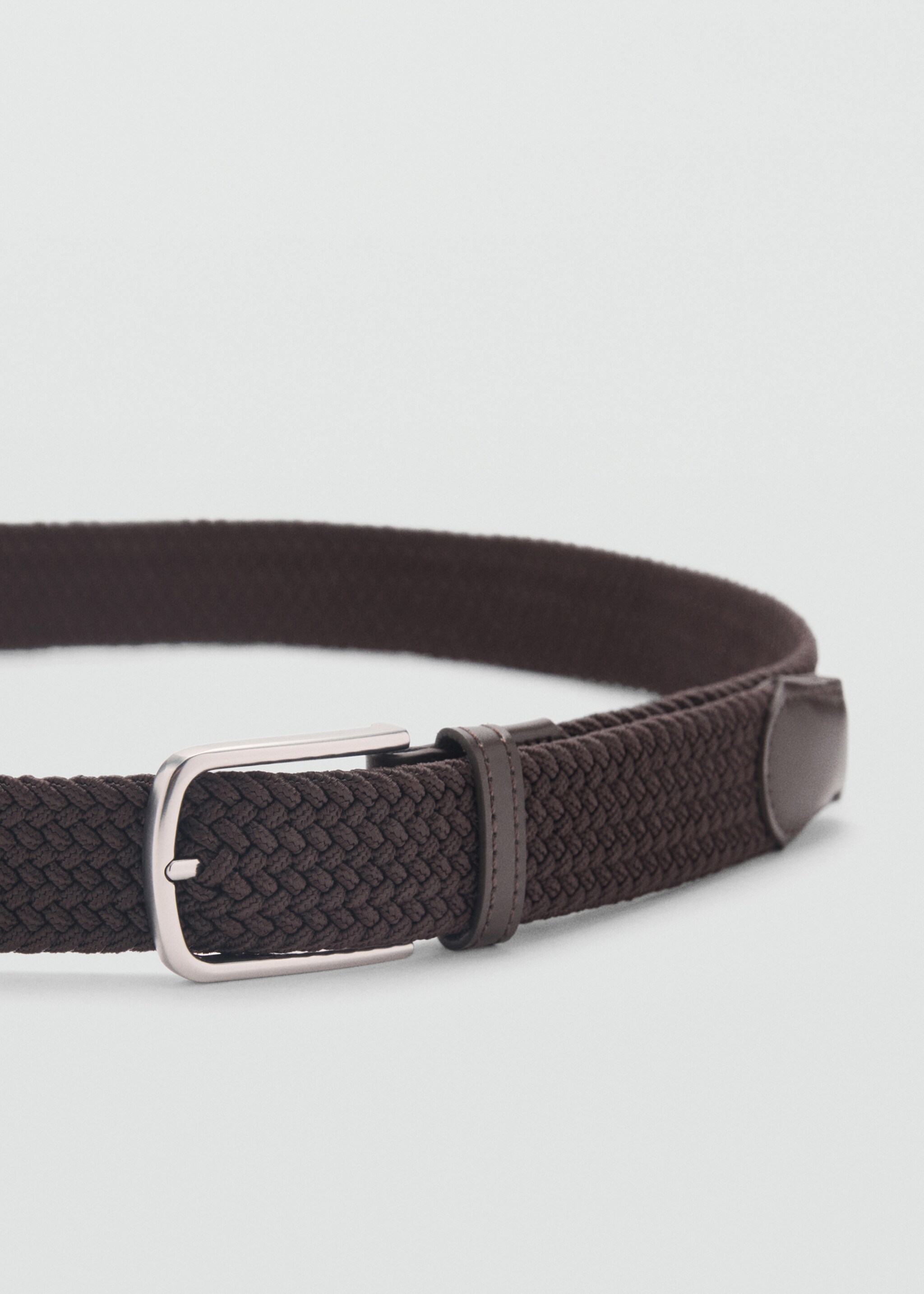Braided elastic belt - Medium plane, Chocolate. Ref: 87030606-00.