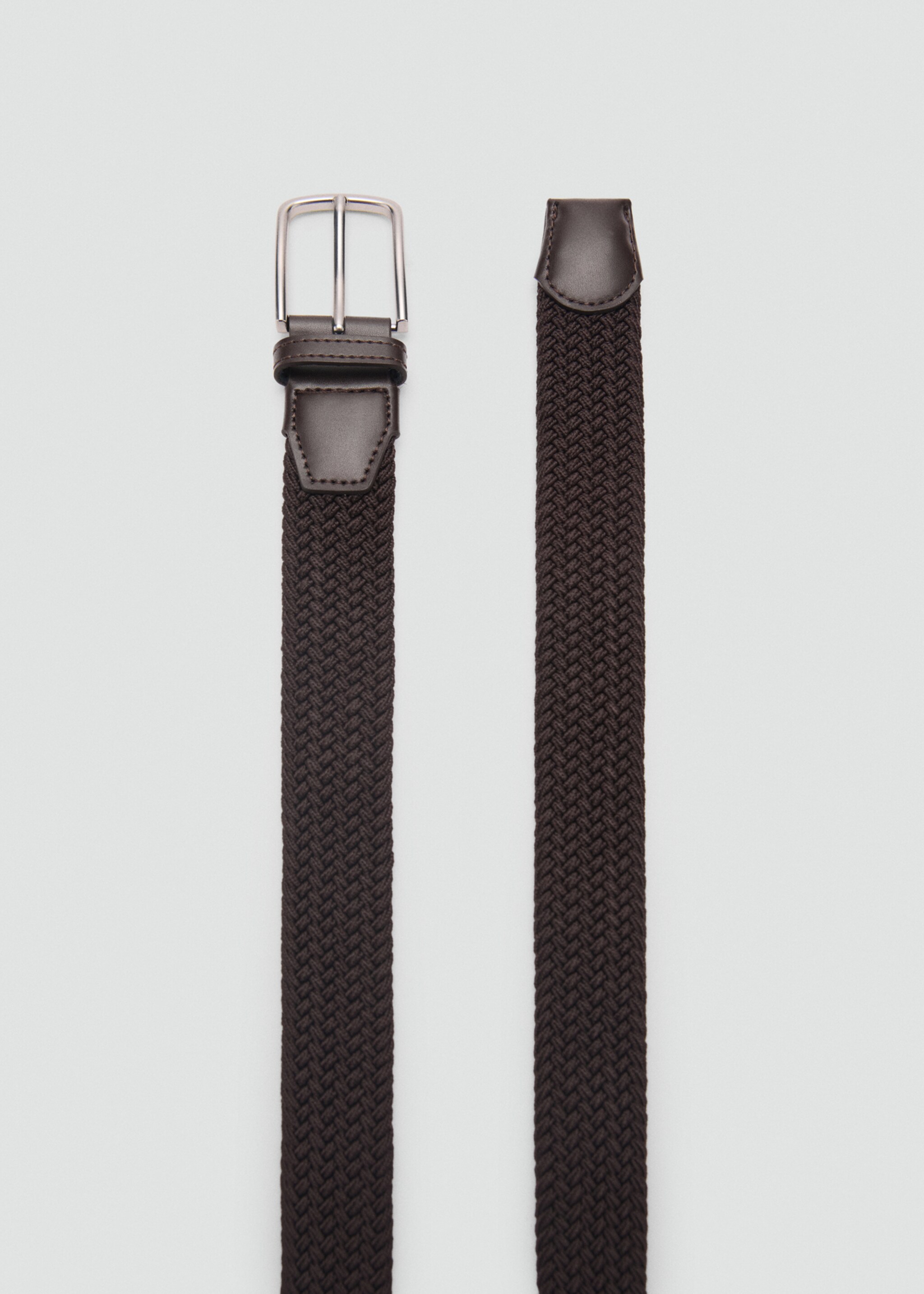 Braided elastic belt - Details of the article 1, Chocolate. Ref: 87030606-00.