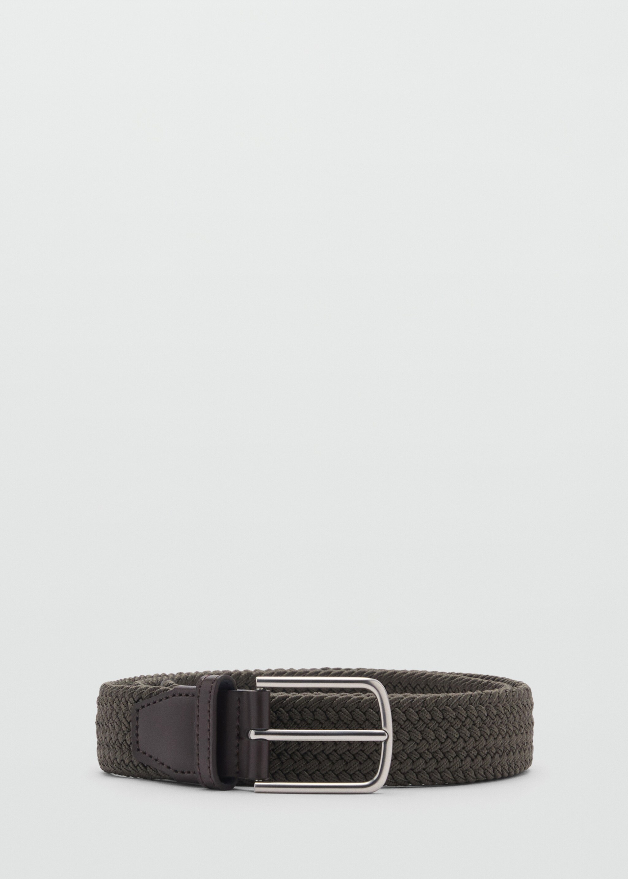 Braided elastic belt - Article without model, Khaki. Ref: 87030606-00.