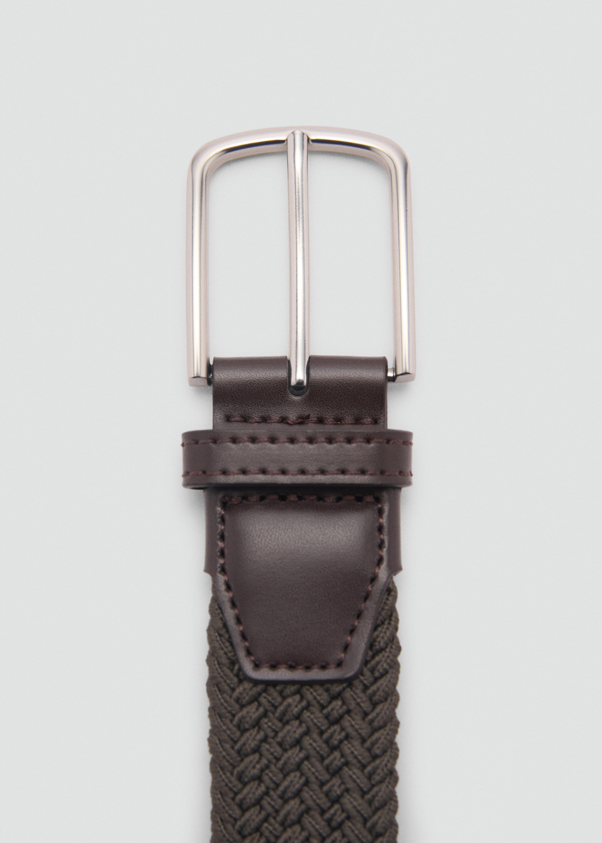 Braided elastic belt - Details of the article 1, Khaki. Ref: 87030606-00.