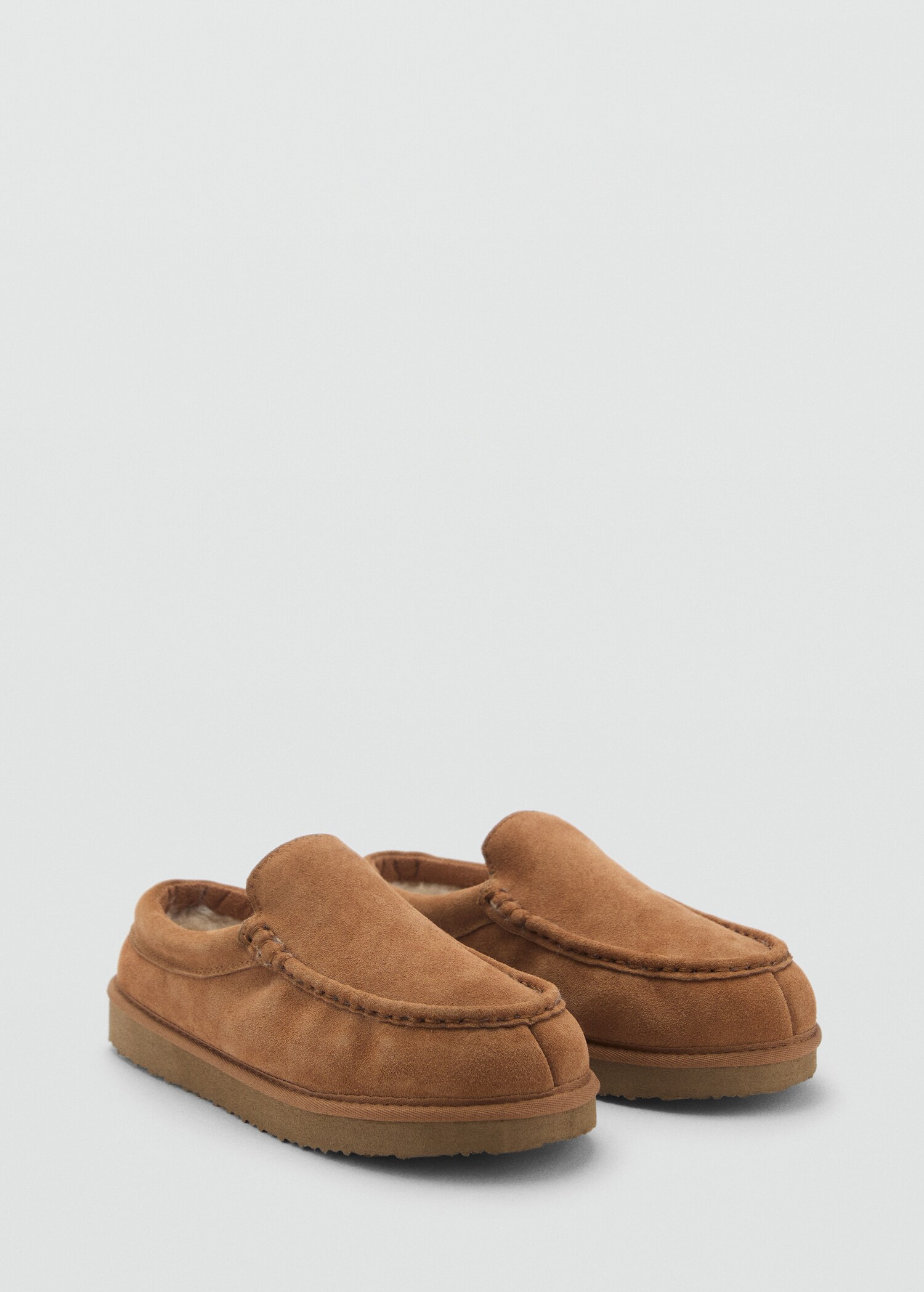 Suede clogs with sheepskin lining - Medium plane