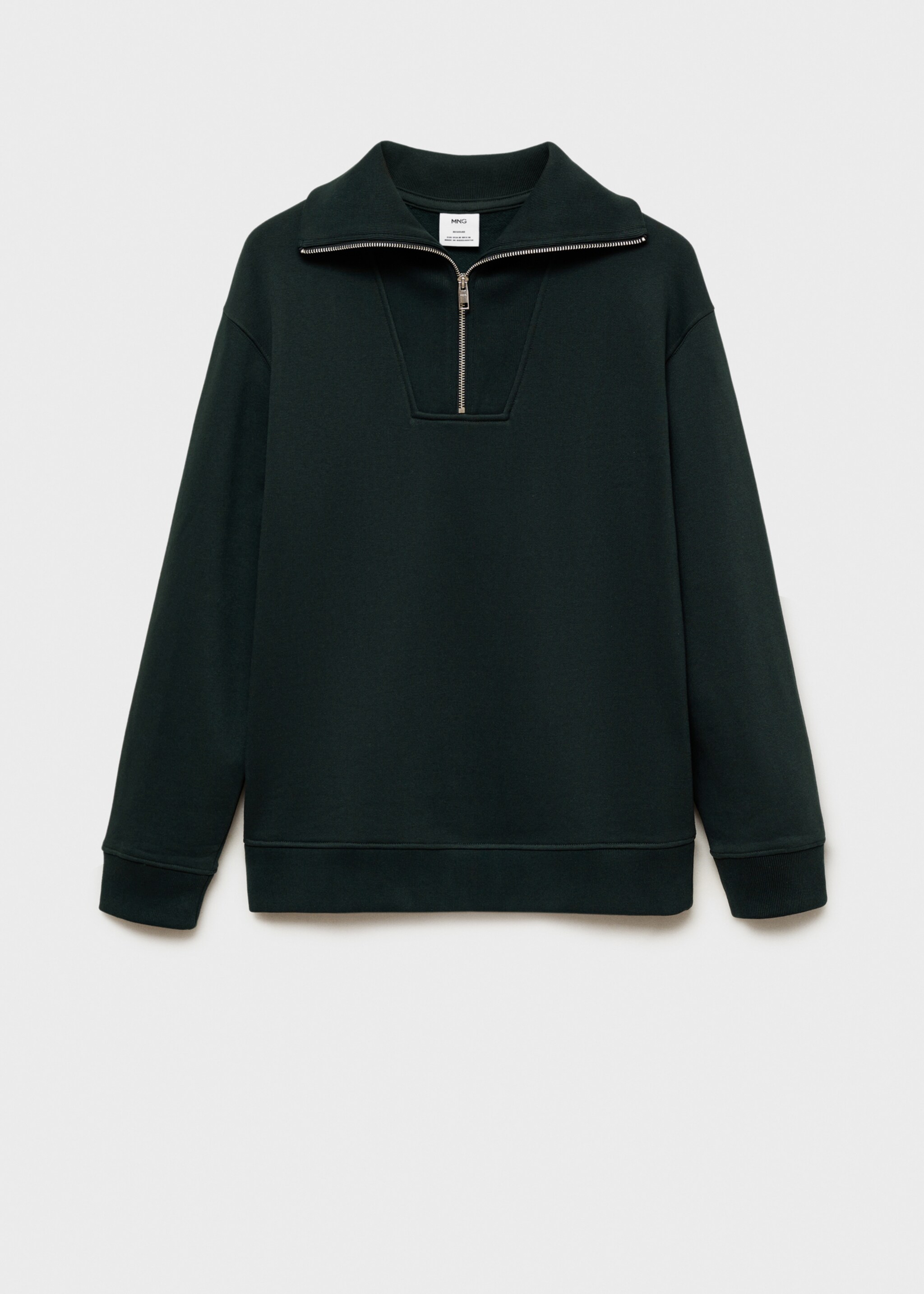 Regular-fit zip-neck sweatshirt - Article without model, Green. Ref: 87030617-00.