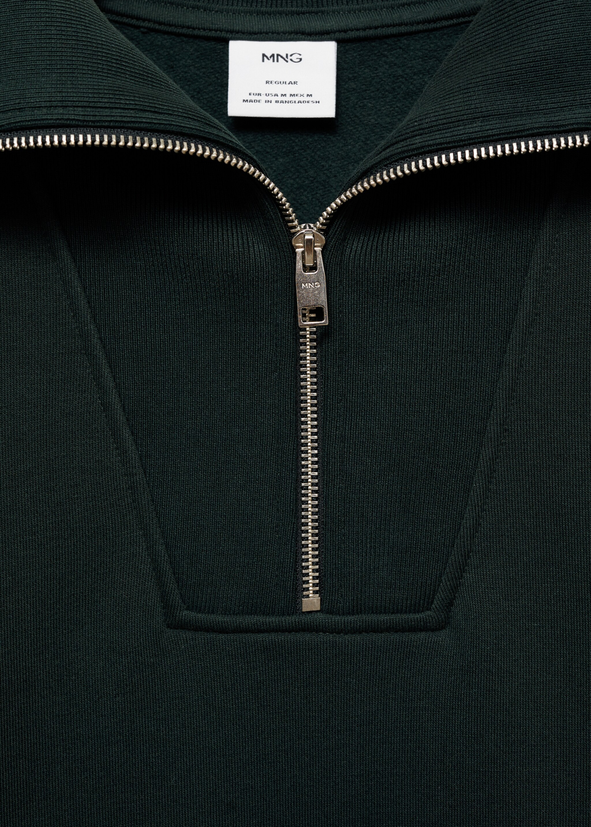 Regular-fit zip-neck sweatshirt - Details of the article 8, Green. Ref: 87030617-00.