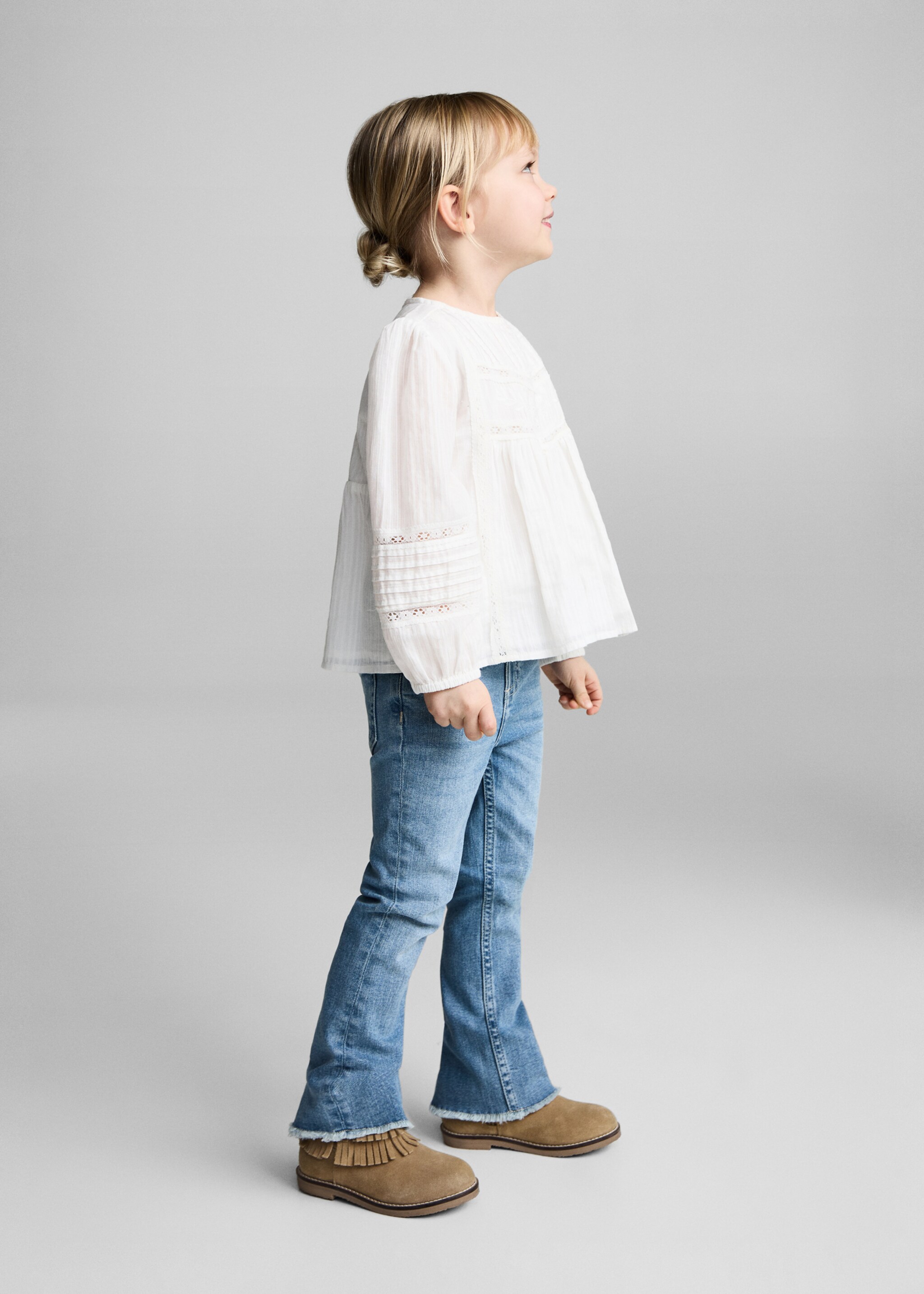 Frayed low-rise skinny jeans - Details of the article 2, Medium Blue. Ref: 87030619-00.