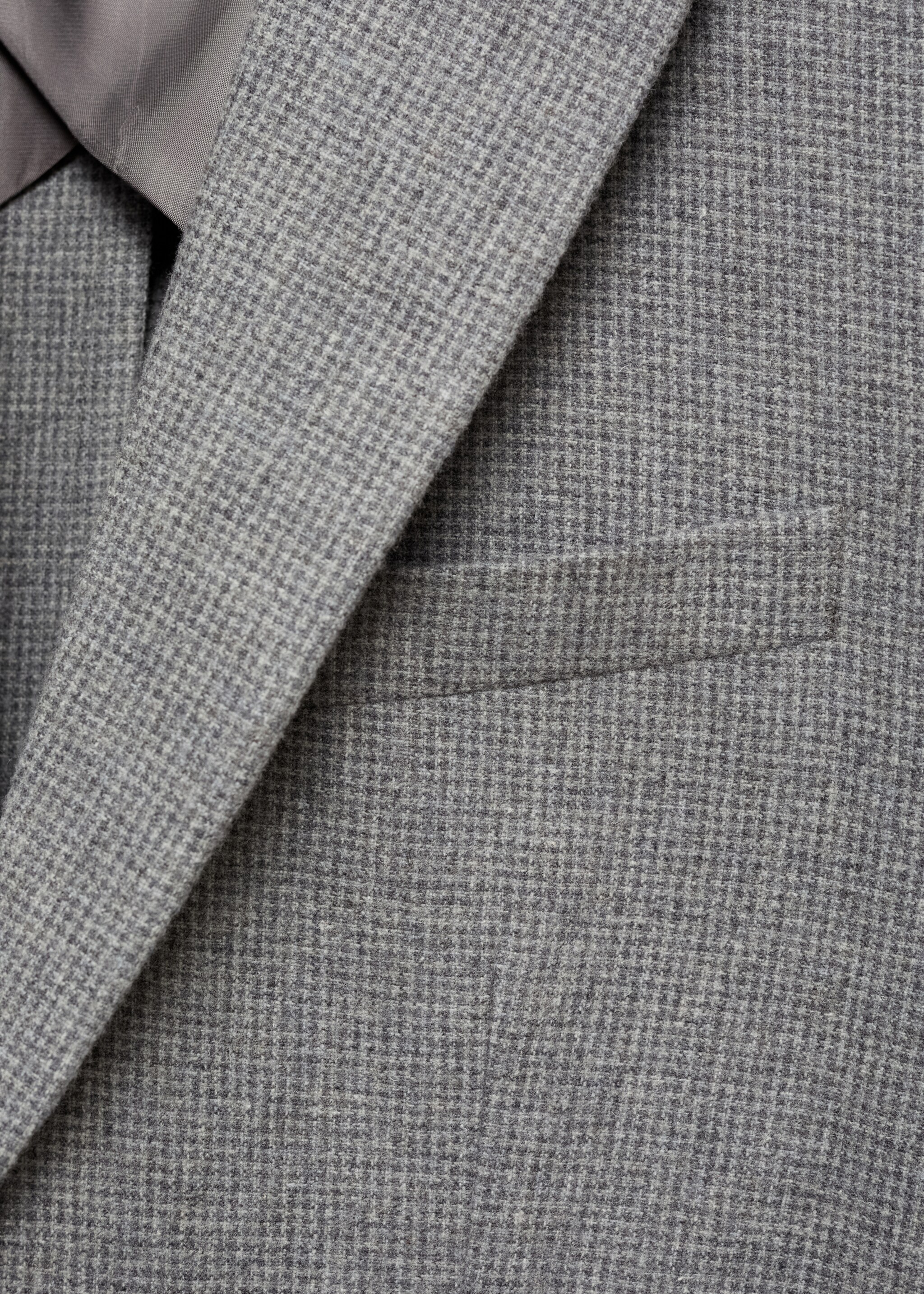 Slim-fit micro-houndstooth wool jacket - Details of the article 0, Grey. Ref: 87030631-00.