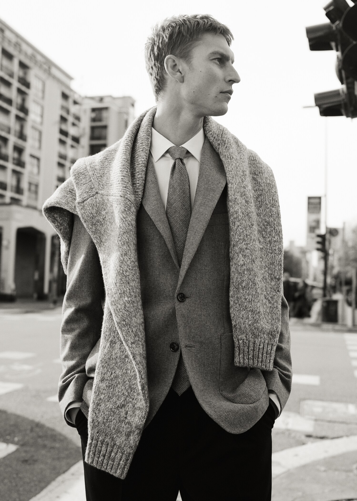 Slim-fit micro-houndstooth wool jacket - Details of the article 3