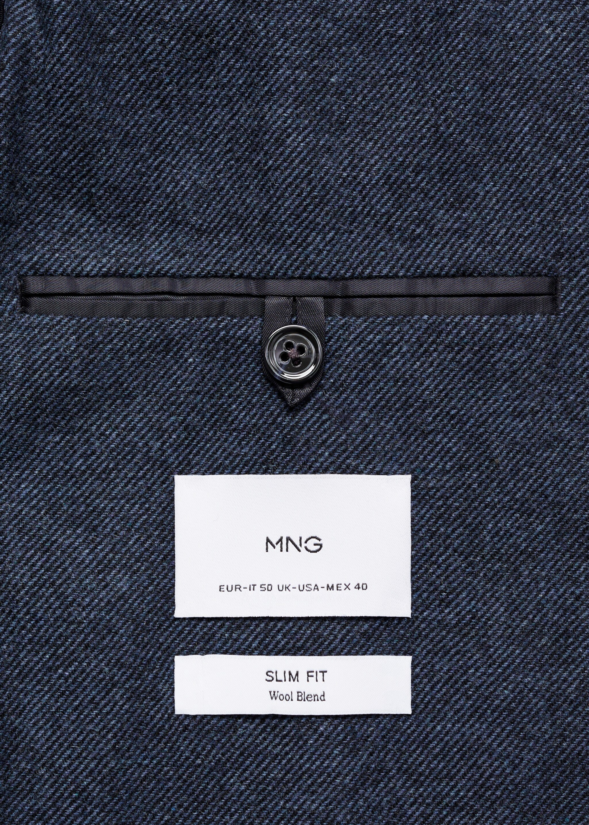 Slim-Fit-Blazer aus Wollgemisch - Detail des Artikels 0, Blau. Ref: 87030632-00.