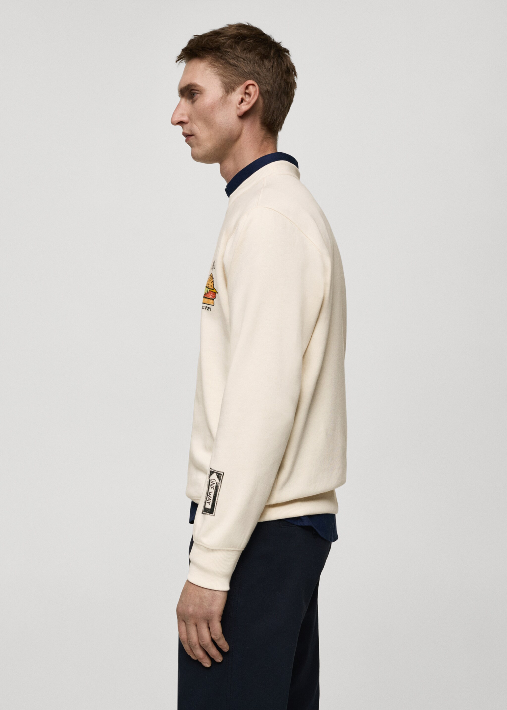 Graphic-print cotton sweatshirt - Details of the article 2, Ecru. Ref: 87030638-00.